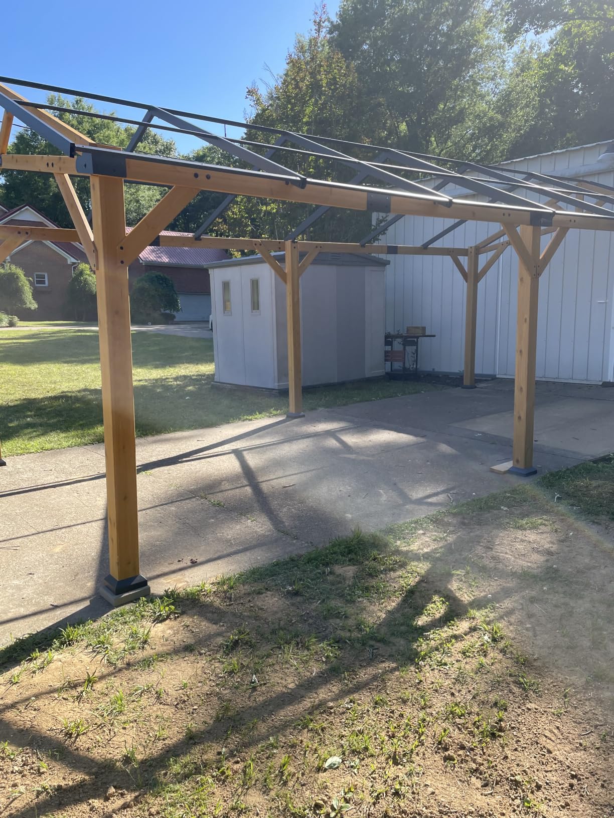 Jocisland 12x24x9.5 FT Cedar Wood Hardtop Carport with Galvanized Steel Roof, Waterproof Outdoor Gazebo Pavilion, Heavy-Duty Snow & Wind Resistant Canopy for Patio, Driveway, Garden customer photo 1