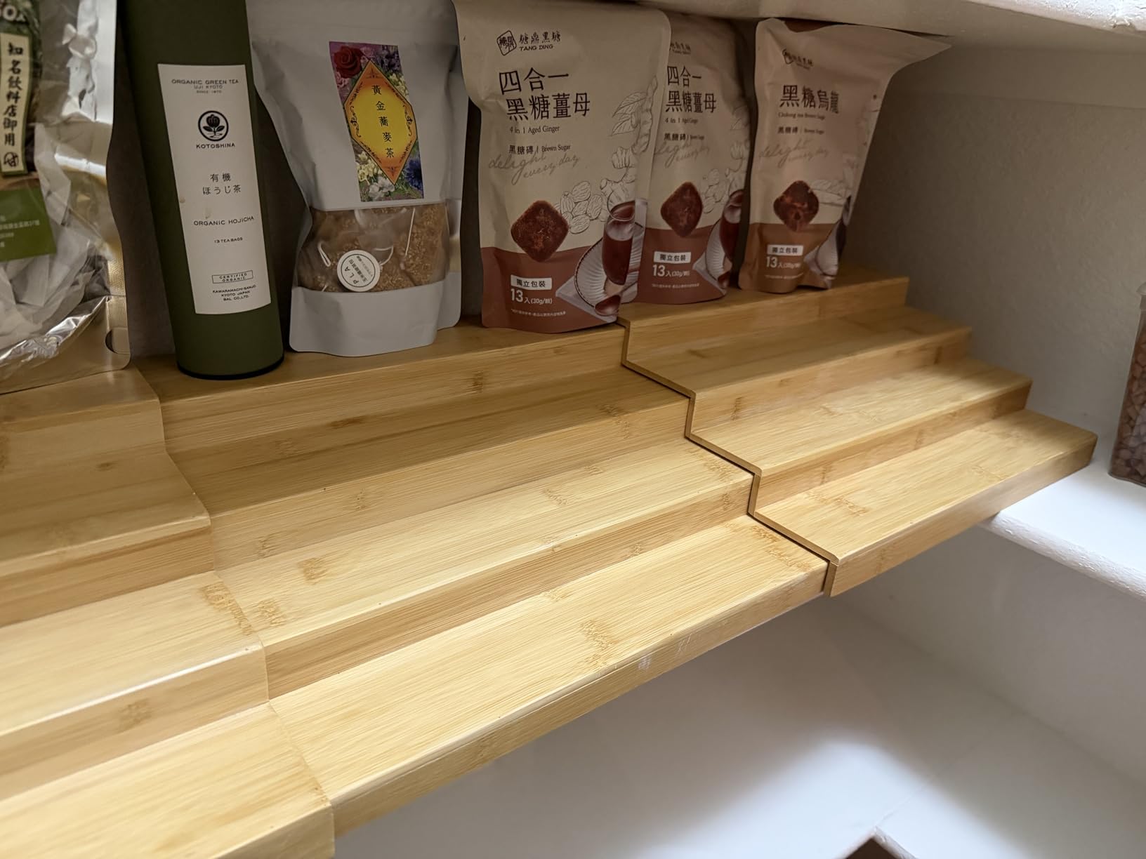 Expandable Bamboo Can Rack Organizer for Pantry, 3-Tier Adjustable Can Storage Holder, Soda Organizer Holds Up to 24 Cans, Canned goods Storage Display for Pantry, Cabinet, Countertop (patent pending) customer photo 2