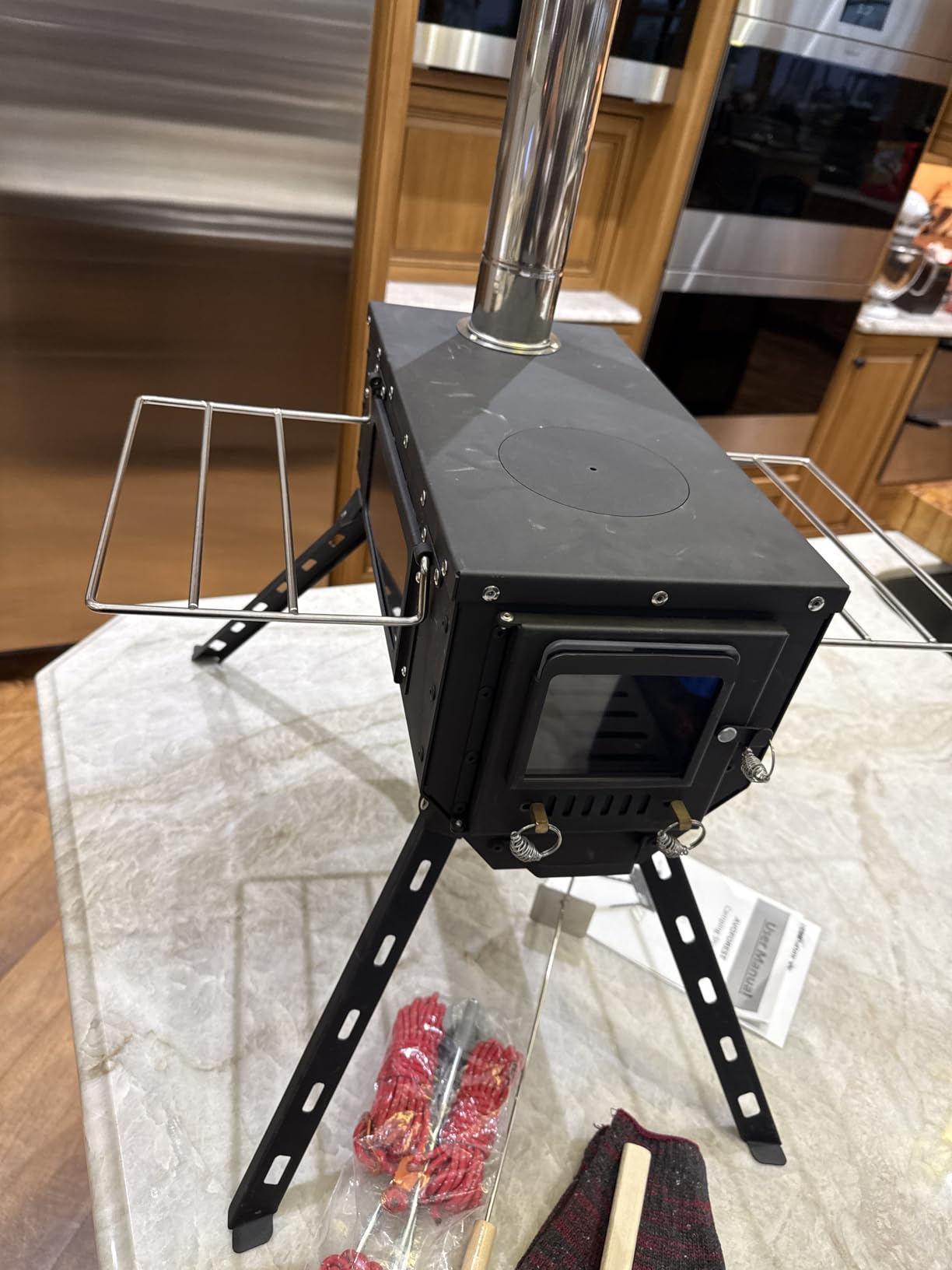 Tent Stove AVOFOREST Wood Stove with Tall Feet, Portable Hot Tent Stove with 6 Stainless Chimney Pipes for Outdoor & Cooking, Ice Fishing, Hunting customer photo 2