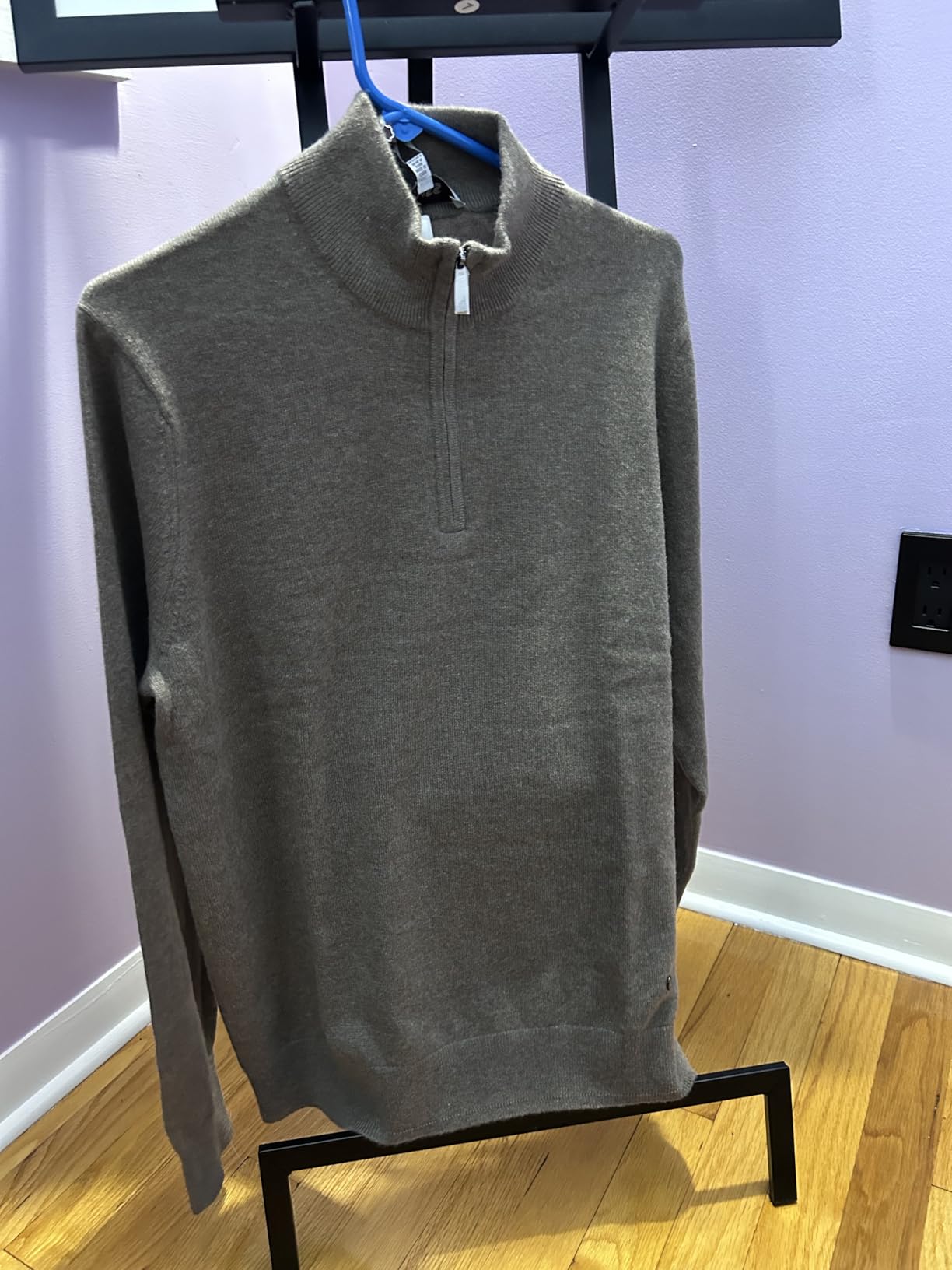 KVSS Men's Mock Neck Half Zip 100% Pure Cashmere Sweater, Pullover Cashmere Sweaters for Mens | Luxury from Inner Mongolia customer photo 2