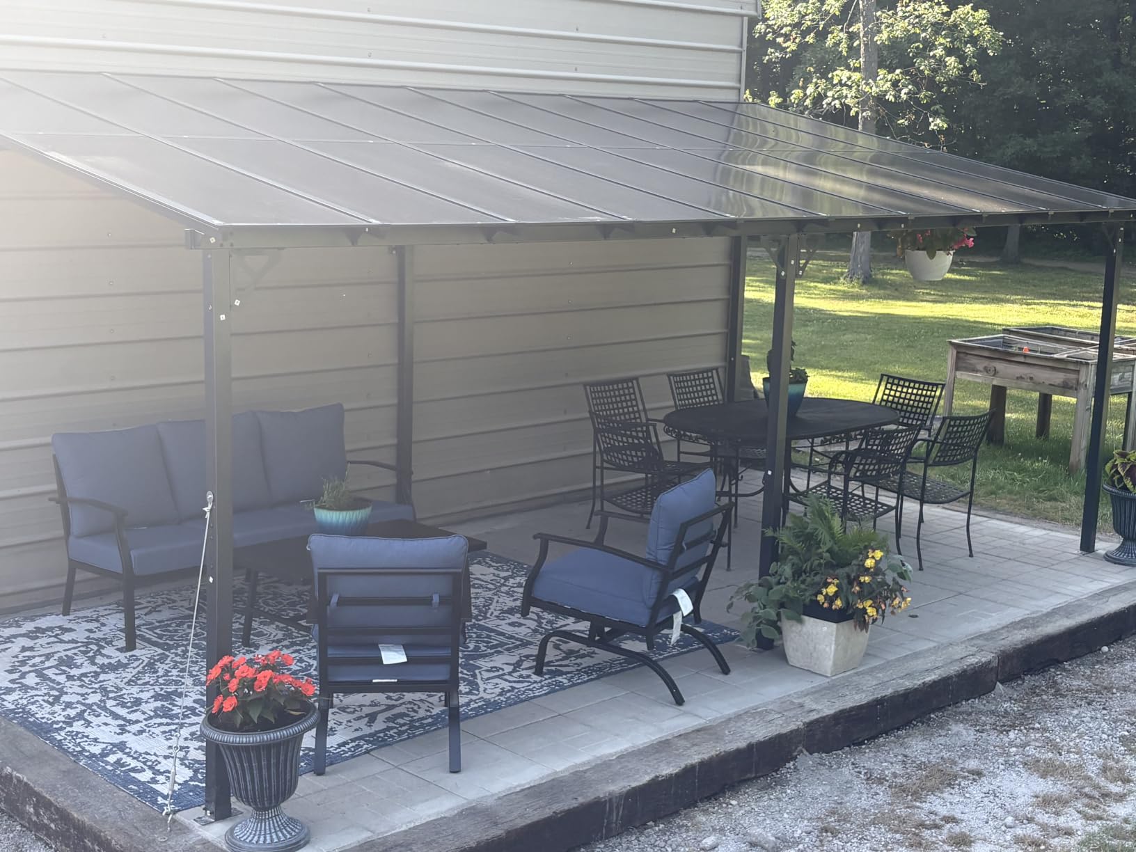 10' x 20' Lean to Gazebo Pergola, Hardtop Gazebo Metal Large Galvanized Steel Wall Mounted Pergolas with Polycarbonate Roof, Awnings, Patio Canopy for Backyard, Deck, Porch customer photo 1