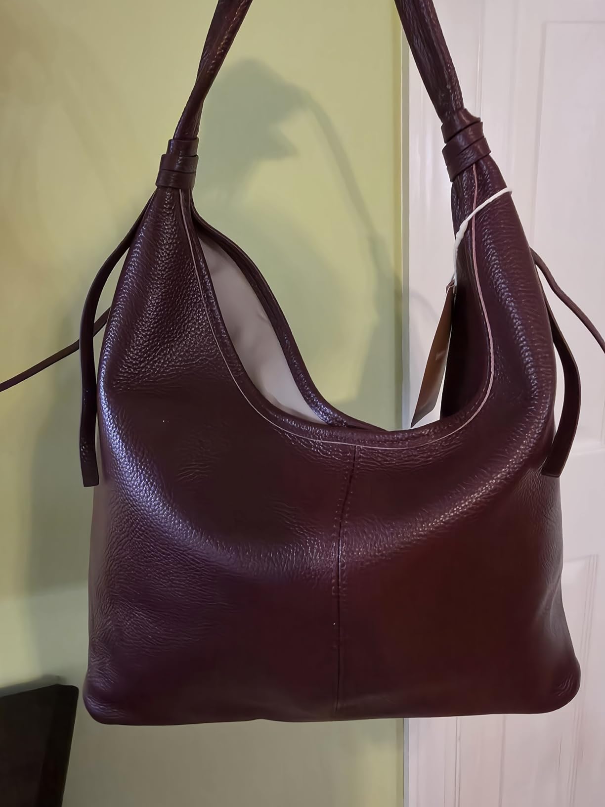Genuine Leather Slouchy Hobo Purses for Women, Top Grain Real Leather Tote Handbags Shoulder Satchel with Tassel Ribbon customer photo 2
