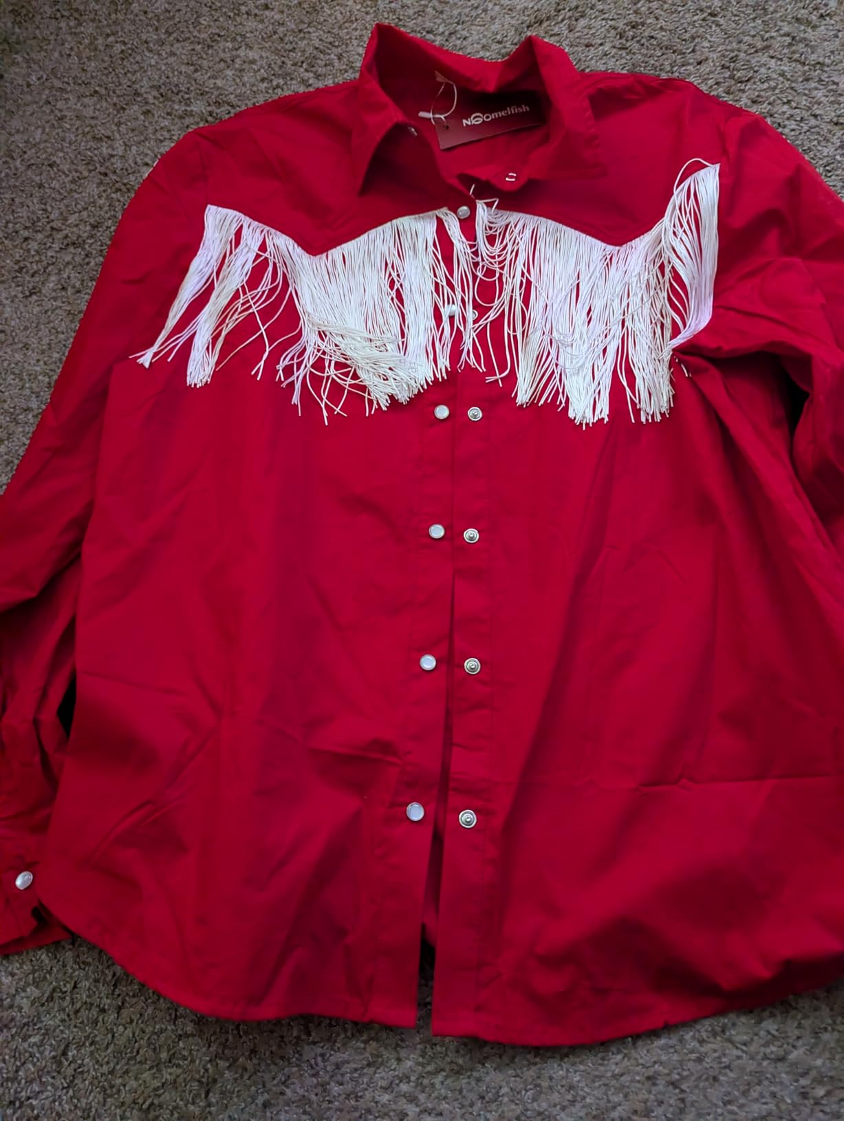 Noomelfish Womens Fringe Pearl Snap Western Shirt Long Sleeve Button Down Country Concert Nashville Cowgirl Outfit customer photo 1