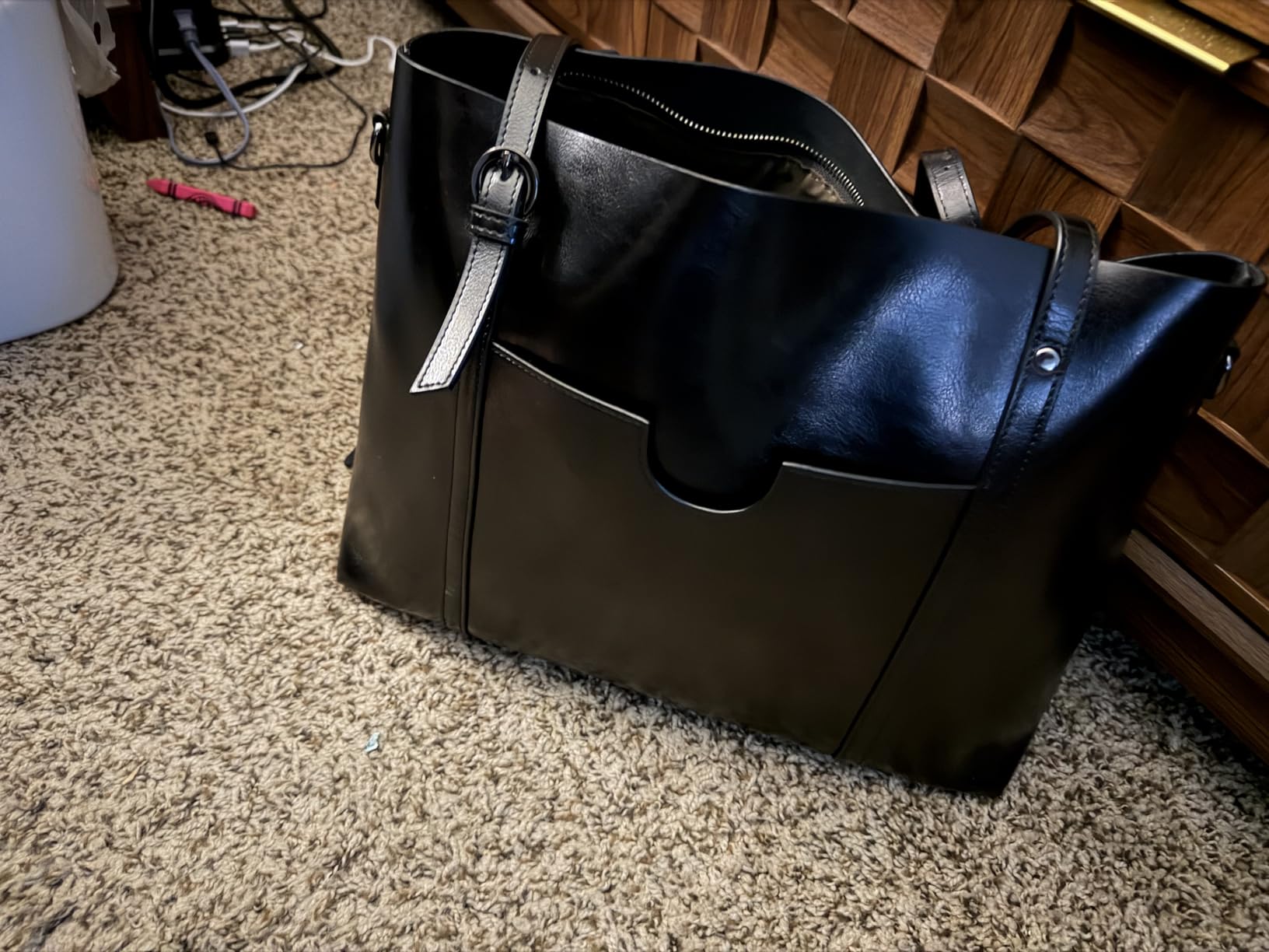 Genuine Leather Work Tote Bag for Women Large Vintage Tote Bag with Zipper Leather Purse and Handbags customer photo 1