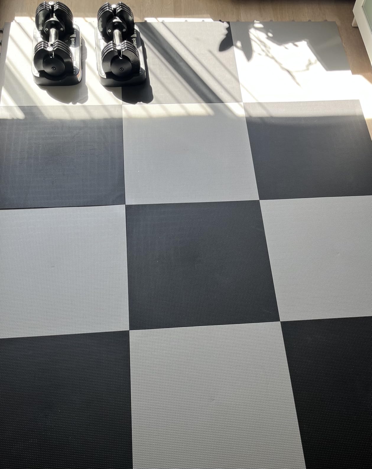 Baselayer Performance Series Interlocking Floor Tiles - Durable 1/2 in TPE (Rubber Like, NOT Foam, no Odor) - Gym Flooring for Weights & Heavy Equipment - Black, 15 SqFt (6 Pack) - Made in USA customer photo 2