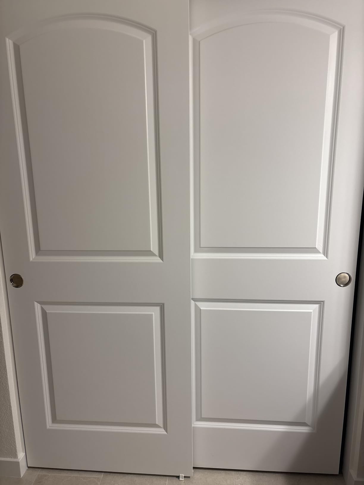 JUBEST 72x80 in Sliding Closet Door, Raised 2-Panel Arch Top White Primed Hollow Core Door Slab with Hardware Kits & Matching Fascia, Pre-drilled & Paintable, Space-Saving for Bedroom Laundry customer photo 1