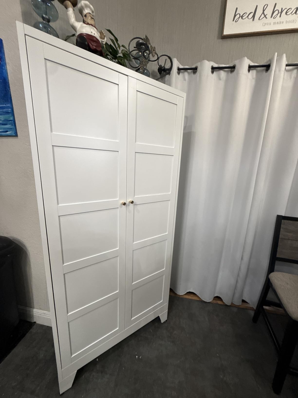 Black Storage Cabinet with Doors and Adjustable Shelves, 36