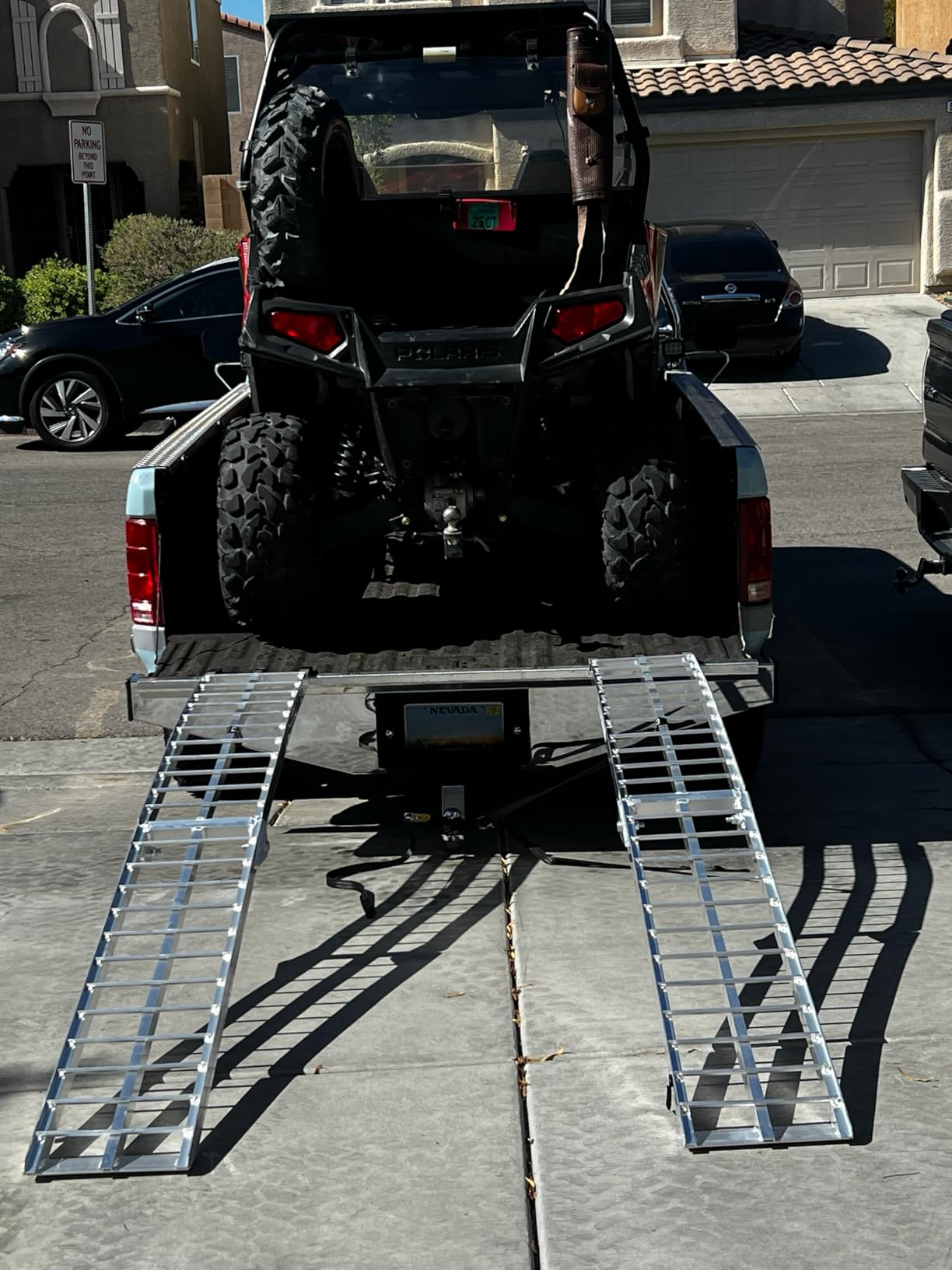 7.5FT Aluminum Loading Ramps, 1800 lbs Max Capacity, Folding Ramps for Pickup Truck & Trailer with Load Straps, for Loading Motorcycles, ATVs, Lawn Mowers, and Small Vehicles, 90