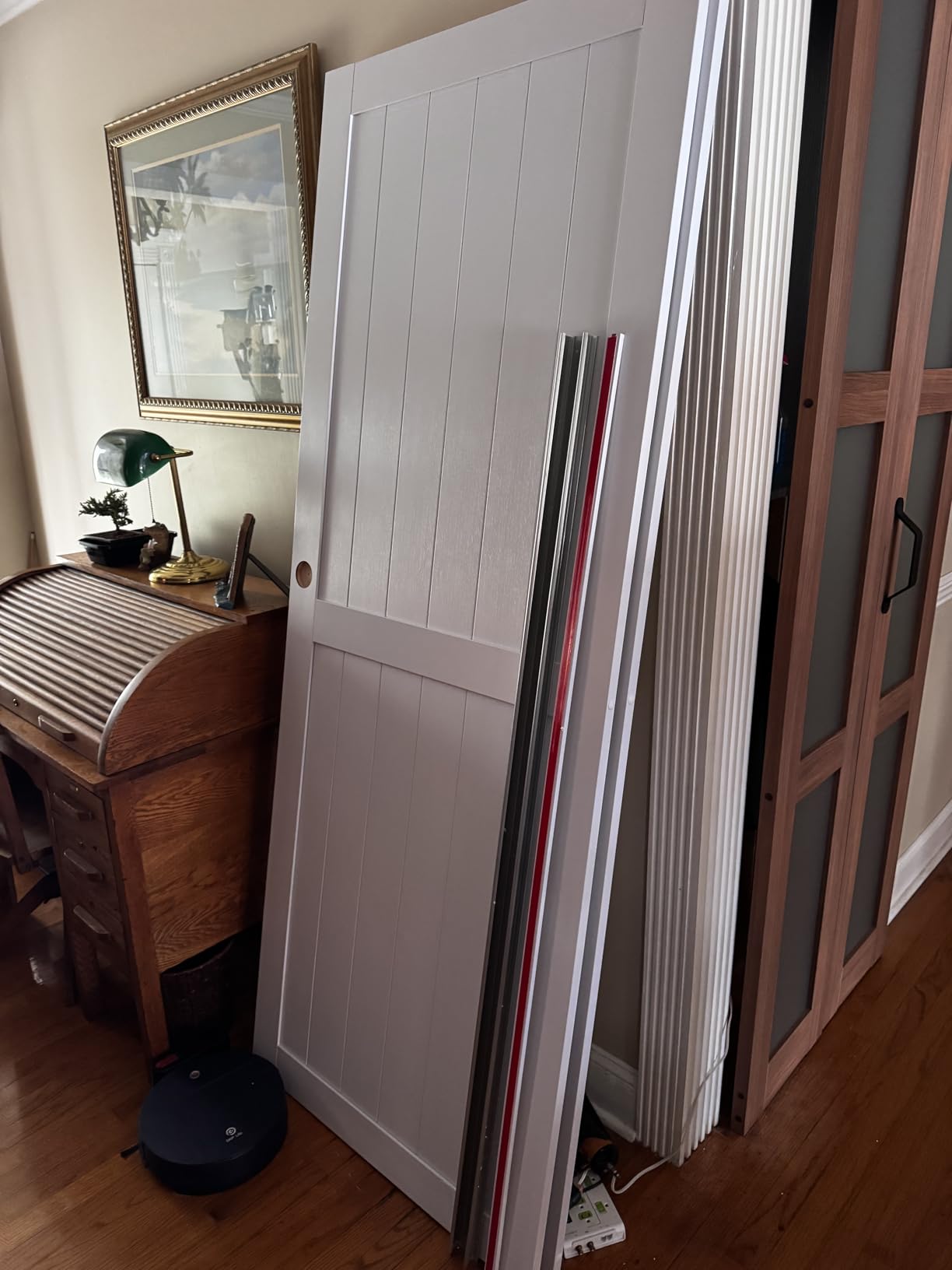 FREDBECK Sliding Closet Doors 60x80(Double 31inch), Bypass Barn Door with Hardware, for Bedroom, White, H Frame, Assemble Required customer photo 1