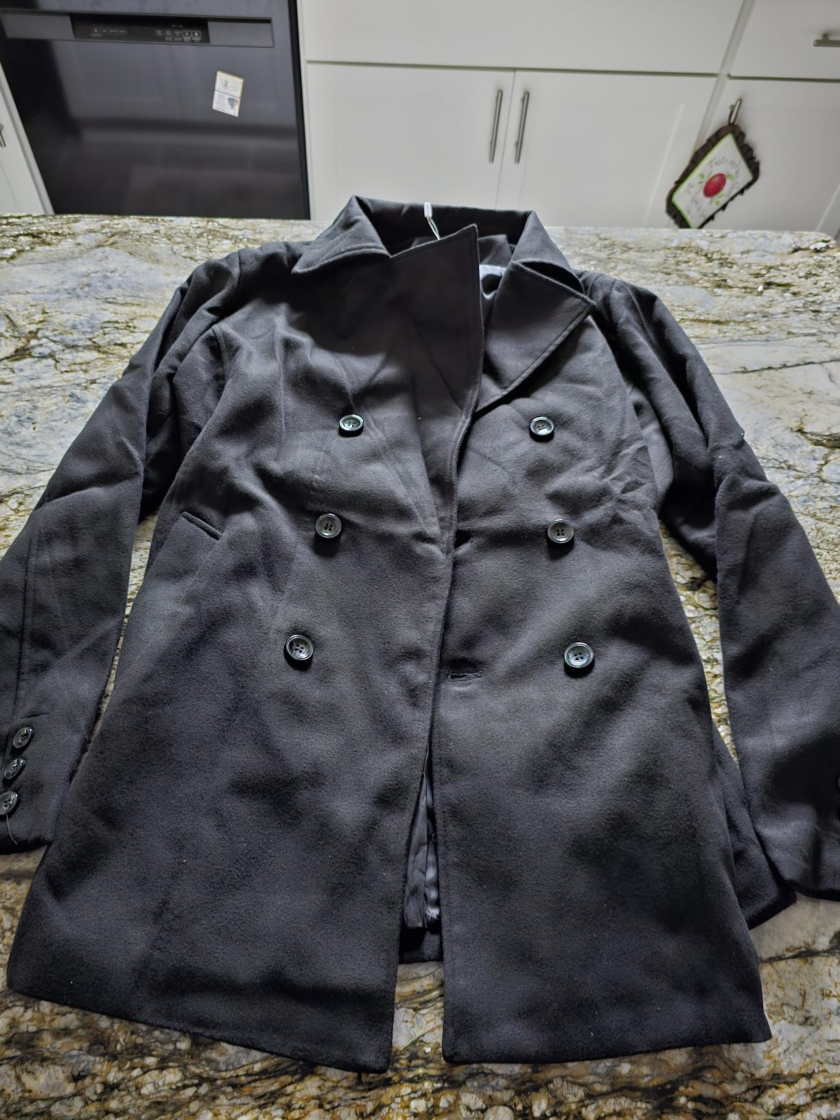 COOFANDY Men's Double Breasted Pea Coat Winter Overcoat Short Trench Coat Notched Collar customer photo 2