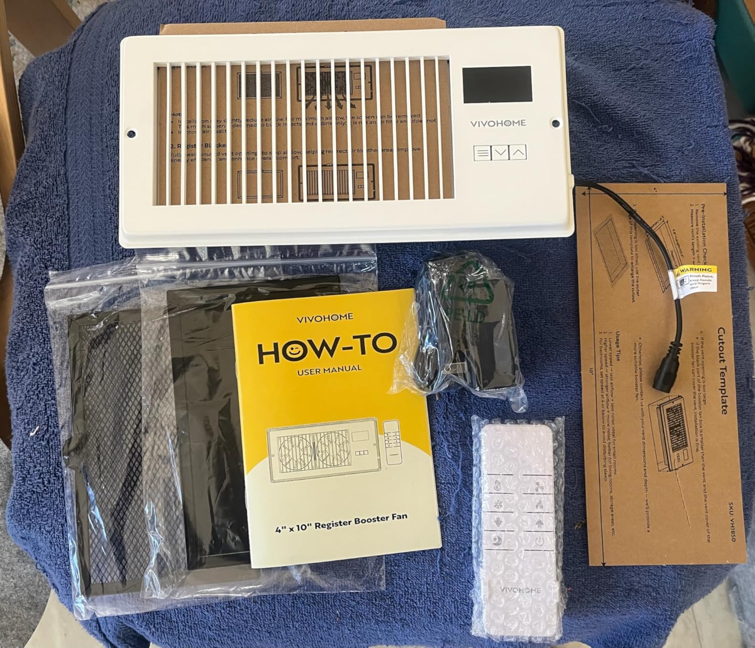 VIVOHOME Quiet Register Booster Fan with Opening 4