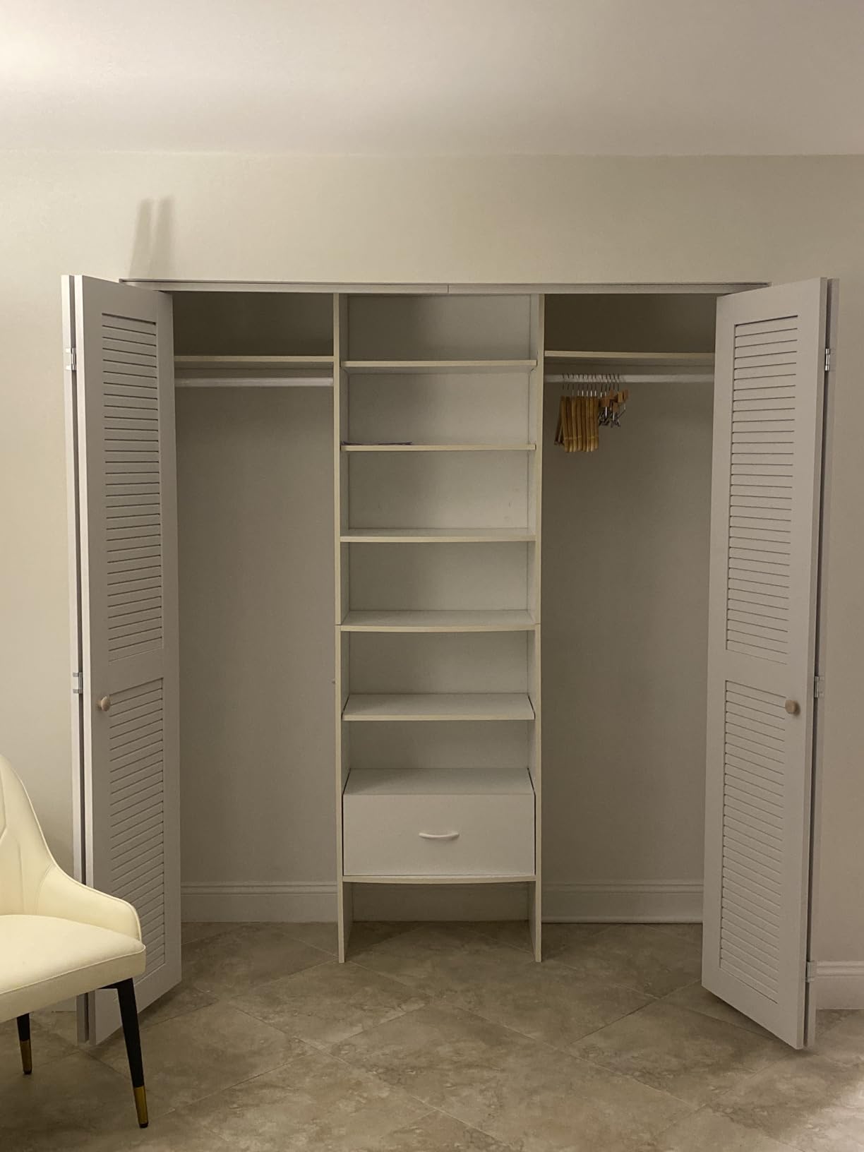 SMARTSTANDARD 60x80 Inch Louvered Bifold Closet Door, Pre-Assembled Folding Doors with Complete Hardware Kit, White MDF PVC Surface customer photo 1