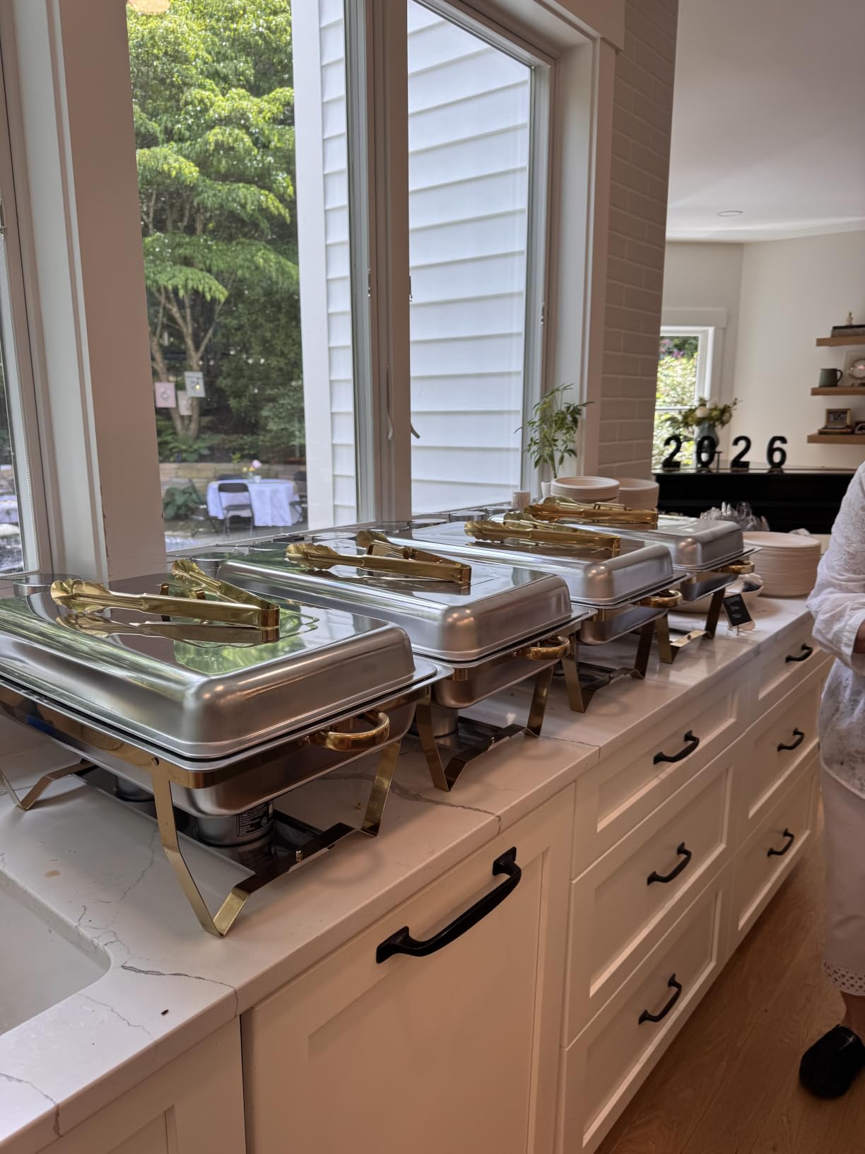 POWERFUEL Chafing Dishes for Buffet, 4 Pack 9QT Rectangular Stainless Steel Chafing Dishes Set with with 4 Serving Tongs, Serving Tray, Water Pan, Stand, Fuel Holder for Party, Gathering, Wedding customer photo 2
