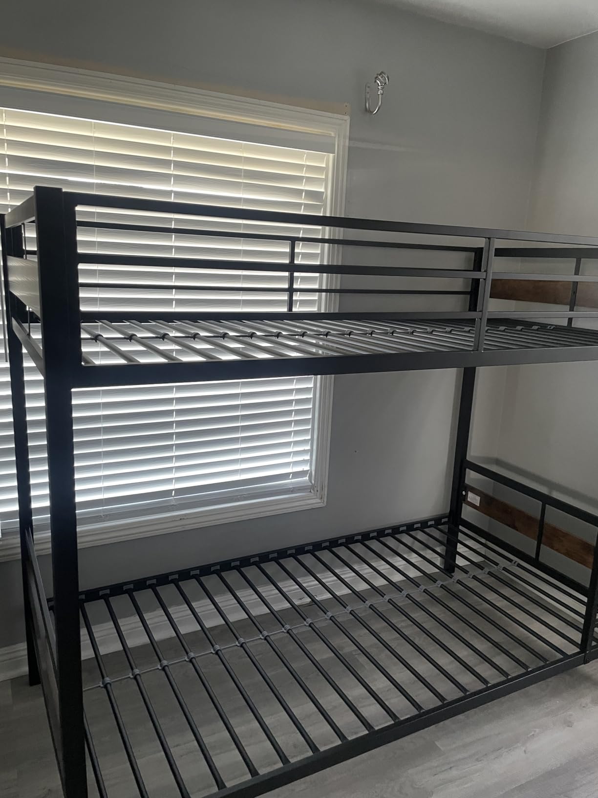 iPormis Metal Bunk Bed Full Over Full, Heavy Duty Bunk with High Guardrail and Safety Entrance Design, Under-Bed Storage Space, Easy Assembly, Noise Free, Black customer photo 1
