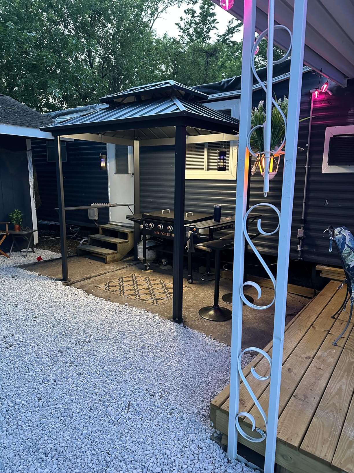 8' x 6' Grill Gazebo with Double Galvanized Steel Roof, Outdoor Metal BBQ Gazebo Hardtop Permanent Grill Canopy with Side Shelves and Ceiling Hook for Patio Garden Deck Lawn Backyard (Black) customer photo 1