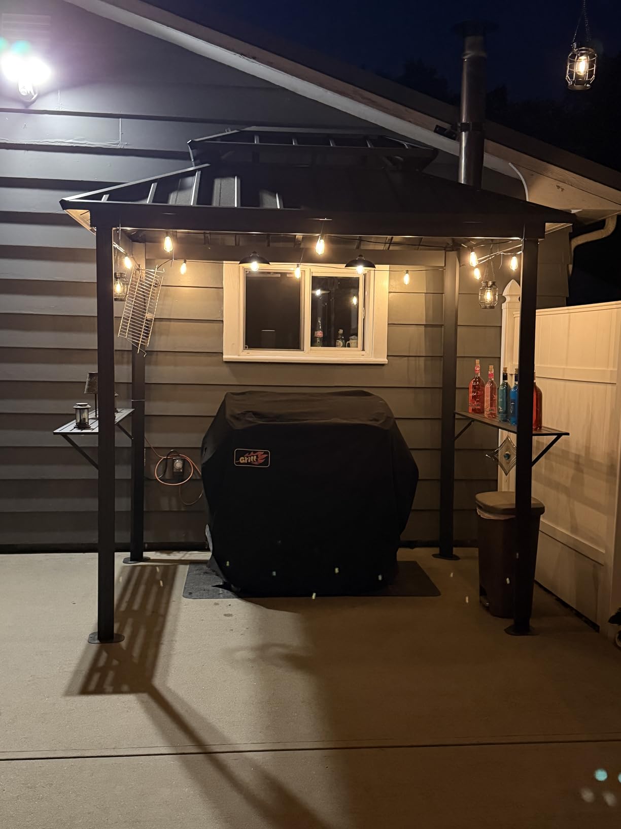 8' x 6' Grill Gazebo with Double Galvanized Steel Roof, Outdoor Metal BBQ Gazebo Hardtop Permanent Grill Canopy with Side Shelves and Ceiling Hook for Patio Garden Deck Lawn Backyard (Black) customer photo 2