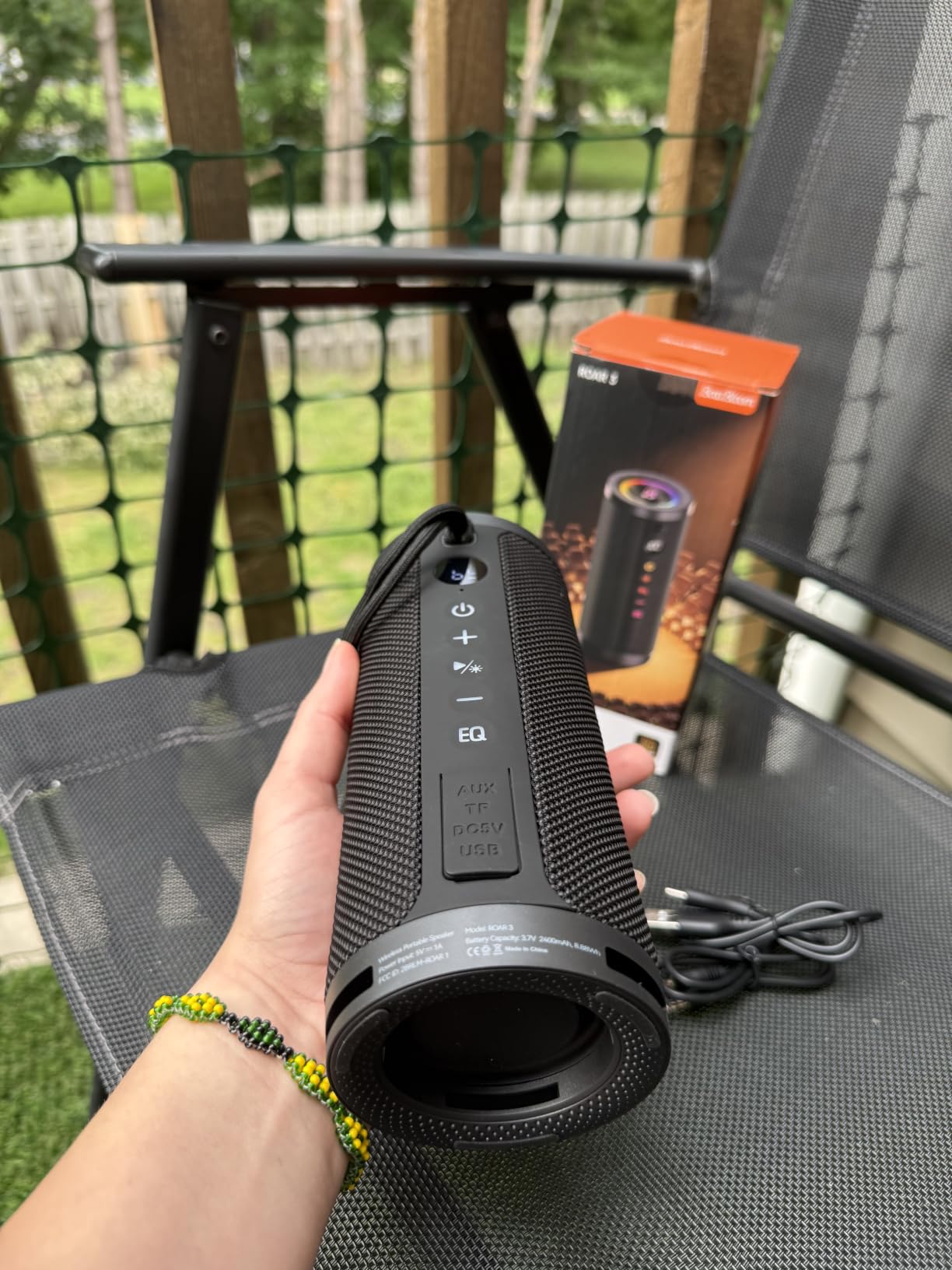 BassBloom Roar 3 Portable Bluetooth Speaker, 20W Powerful Sound with JIKE Bass, IPX6 Waterproof, 24H Playtime, Bluetooth 5.4, RGB Lights, Wireless TWS Pairing, Outdoor for Camping and Beach (Black) customer photo 2