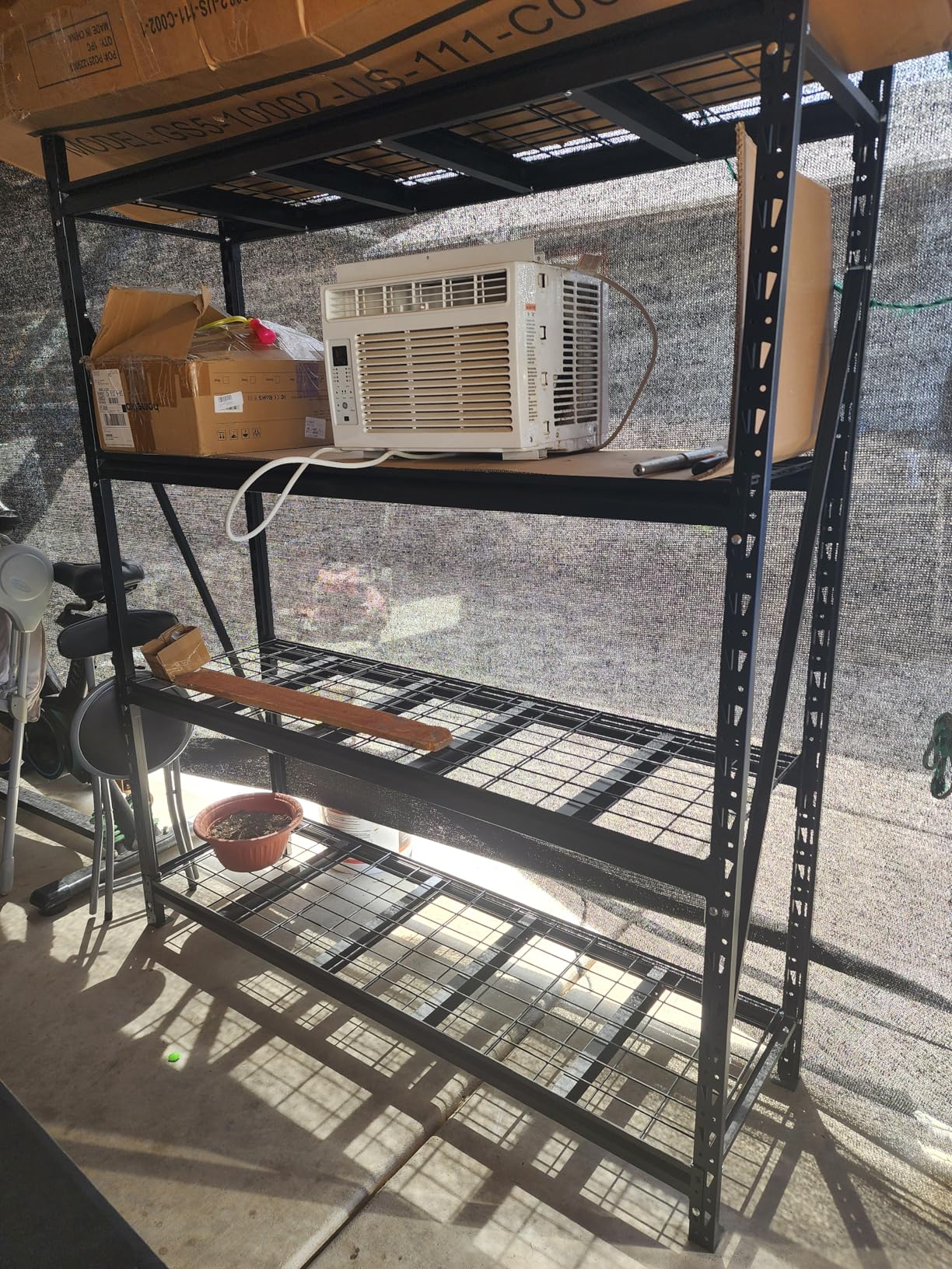 Romorgniz Garage Shelving Heavy Duty, 5000LBS Steel Rack for Garage, Shop | 4-tier industrial solid steel shelf. Rust-resistant, one-piece uprights, side braces for stability, 16 supporting ribs customer photo 1