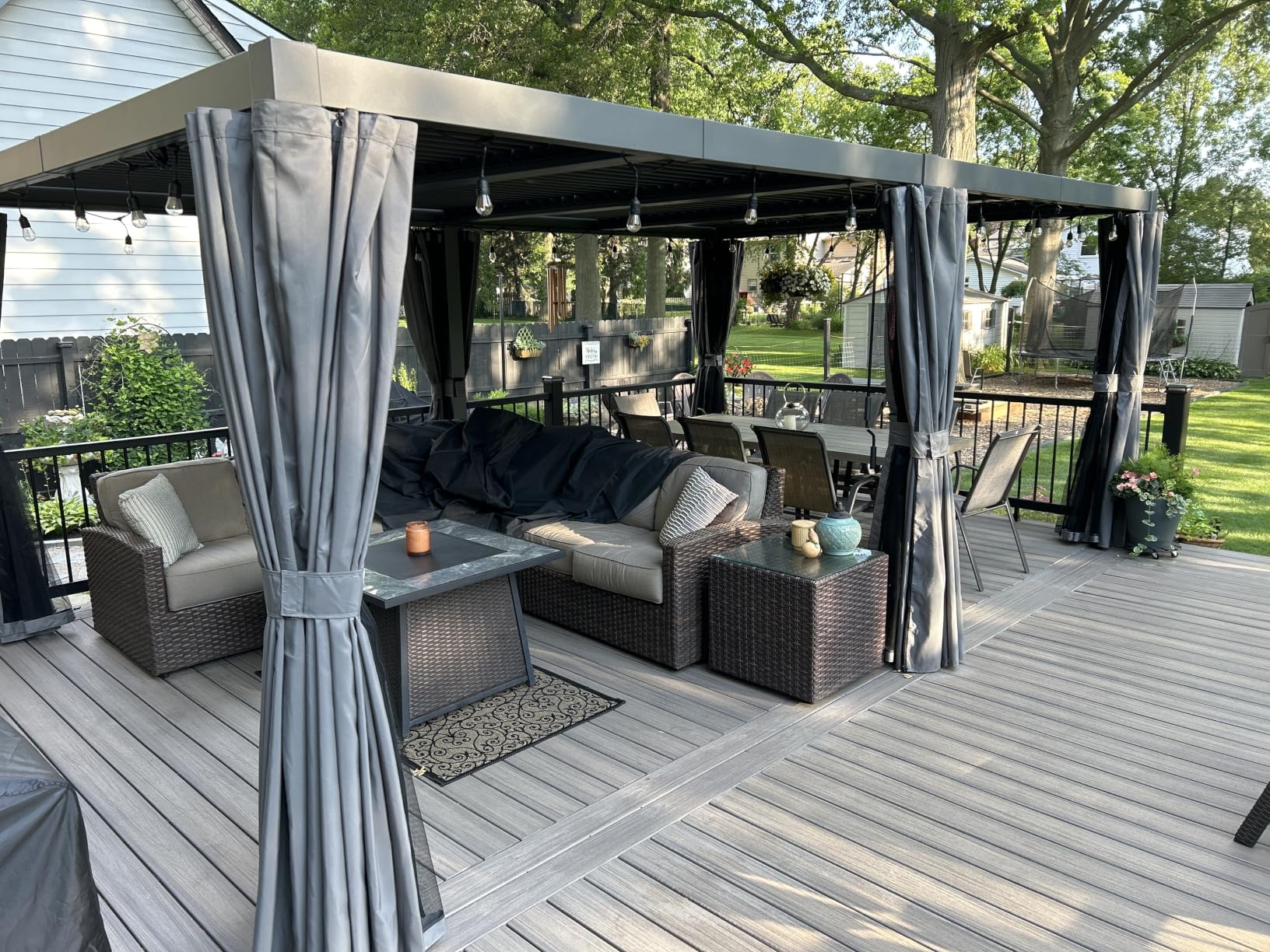 Aoxun Louvered Pergola 10x12 All-Aluminum Outdoor Gazebo with Independent Adjustable Roofs, Waterproof Curtains and Netting, Integrated Drainage System for Patios & Backyard customer photo 1