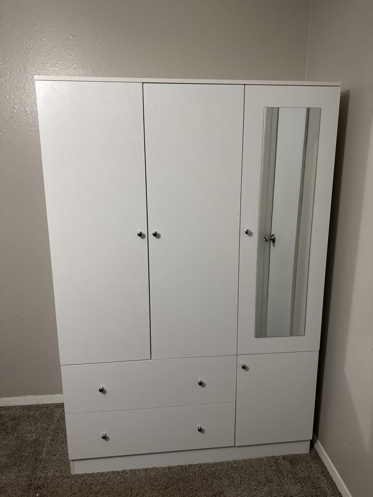 VINGLI Armoire Wardrobe Closet with Doors and Mirror, 47
