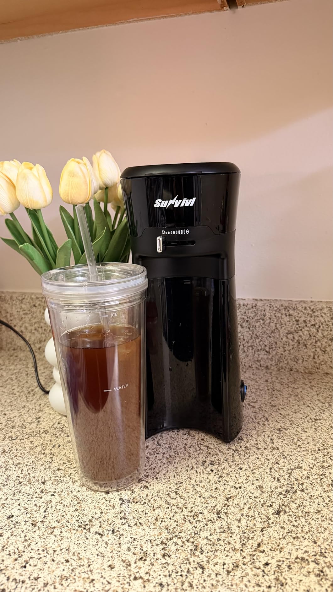 Iced Tea Maker Machine with 20OZ Pitcher, Cold Brew Coffee Maker with Reusable Filter, Strength Control for Flavor, Compact Single Serve Machine for Grounds/Tea for Home & Office, Black customer photo 1