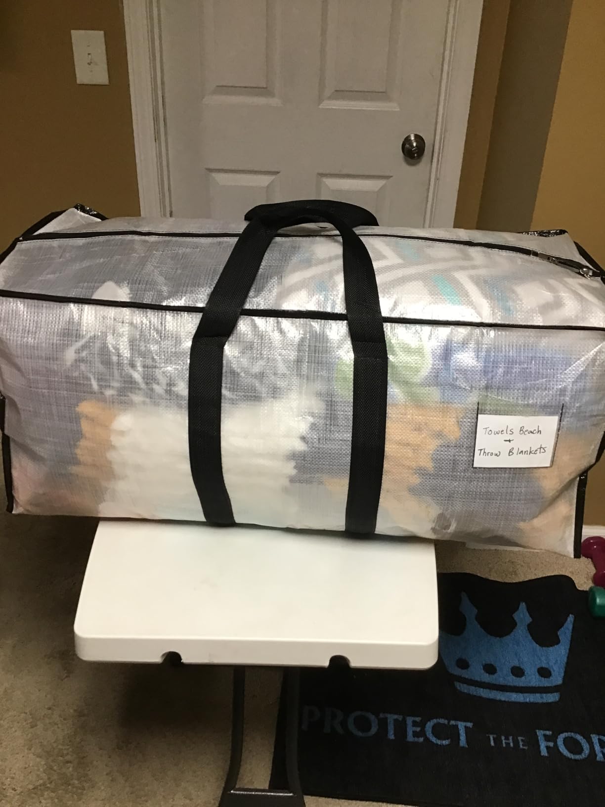 HOMESURE Supports 200lbs Heavy Duty Moving Bags - Strong Zipper & Wrap-Around Handles - Water-Resistant Storage Totes, Durable Alternative to Moving Boxes - 8 Pack - Semi-Transparent customer photo 1