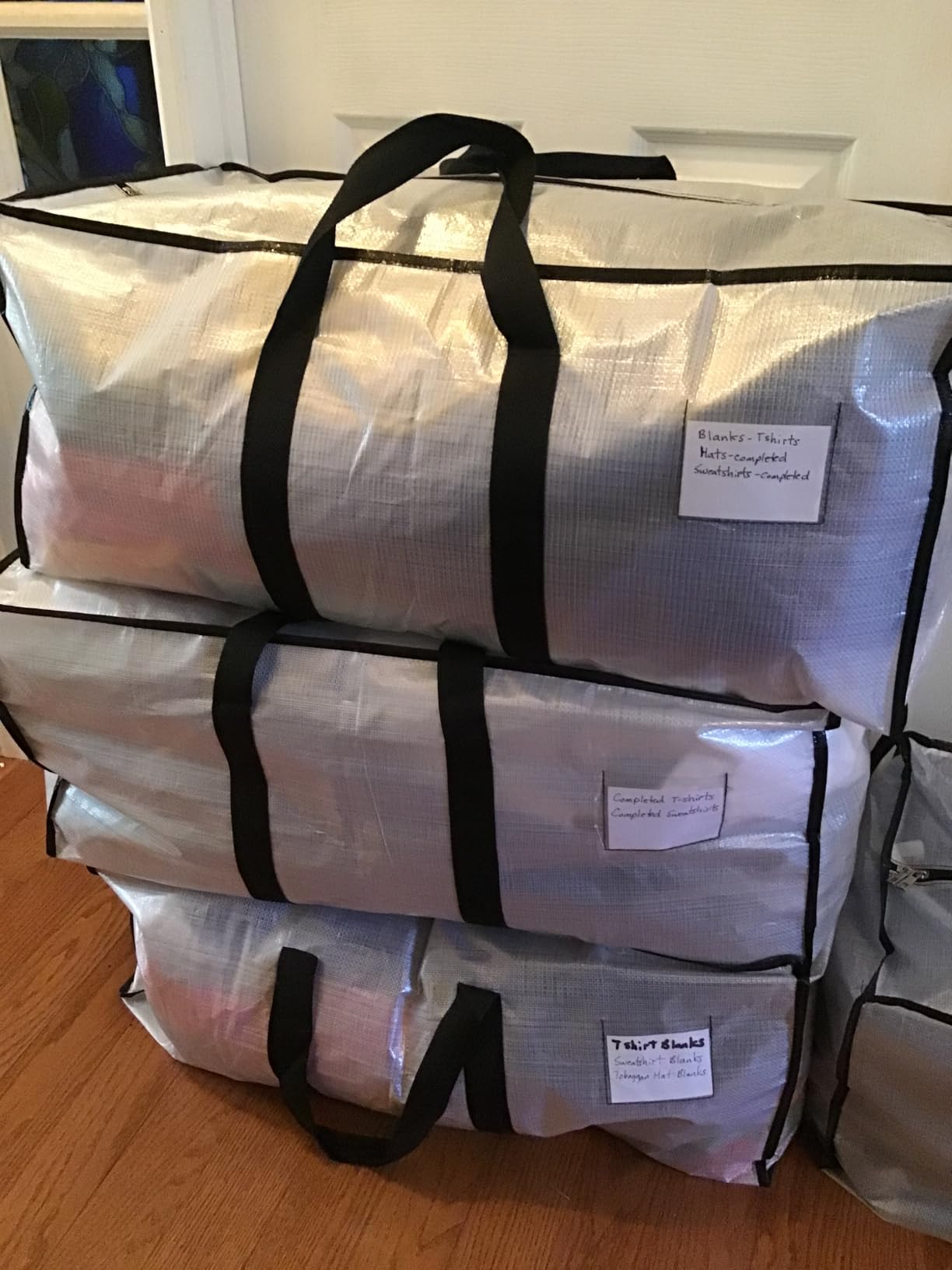 HOMESURE Supports 200lbs Heavy Duty Moving Bags - Strong Zipper & Wrap-Around Handles - Water-Resistant Storage Totes, Durable Alternative to Moving Boxes - 8 Pack - Semi-Transparent customer photo 2