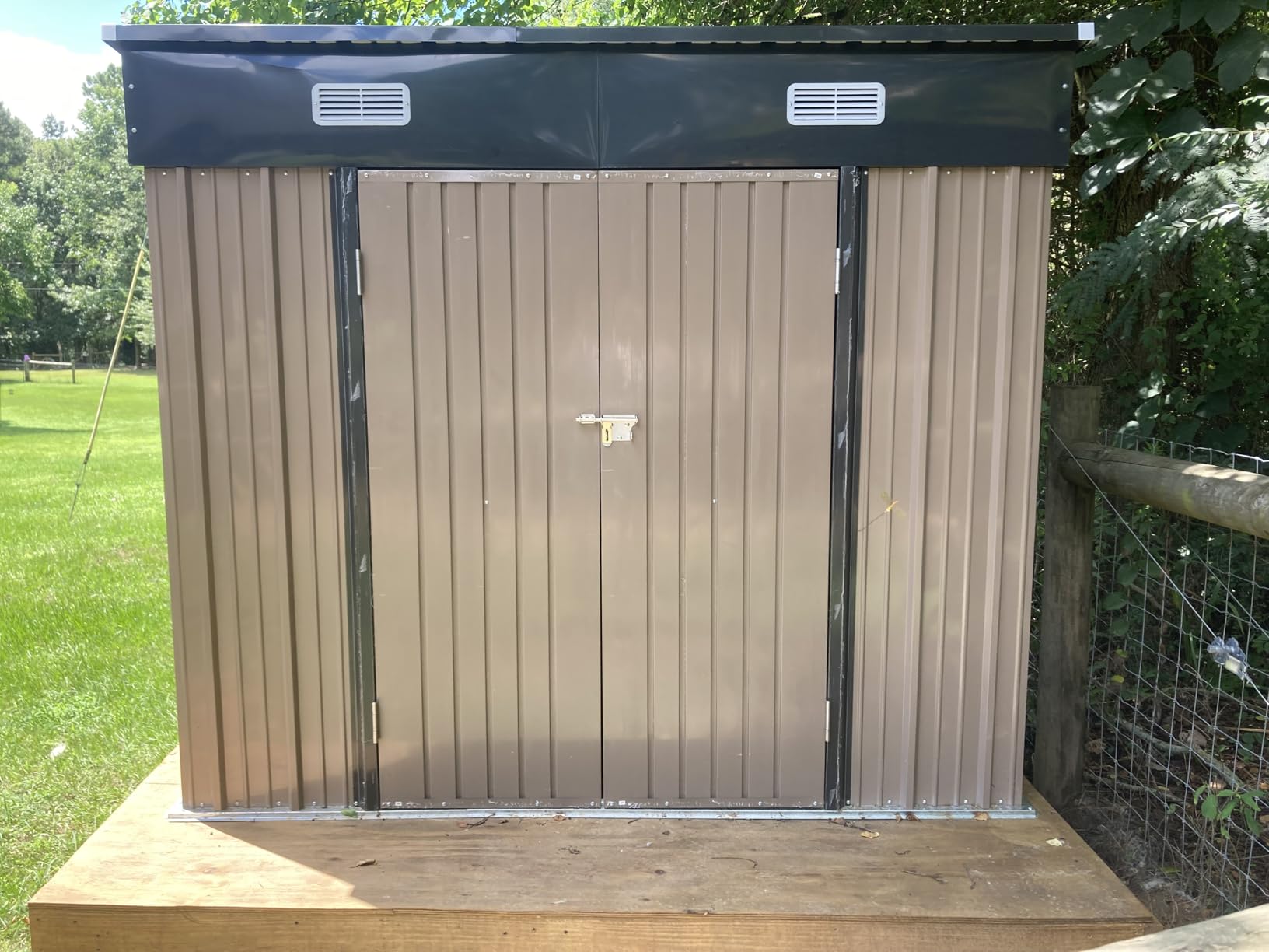Aoxun 10 x 12FT Outdoor Storage Shed with Double Hinged Large Door Metal Sheds Outdoor Storage for Garden Utility Garden Shed with Lockable Door & Sloped Roof, Backyard, Patio and Backyard, Black customer photo 1