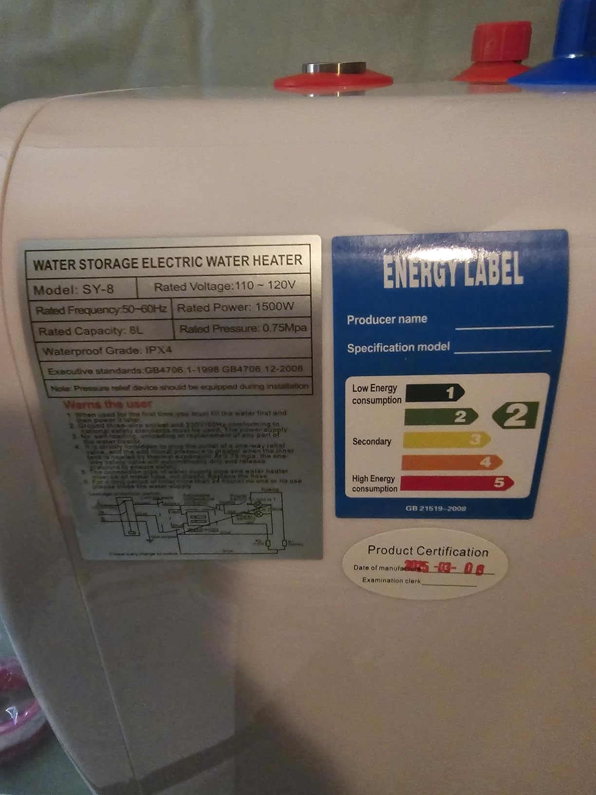 2.5 Gallon Electric Water Heater, 1500W 110V Mini Tank Under Sink Instant Hot Water Heater with Pressure Release Valve, Digital Display for Kitchen, RV, Laundry, Food Truck customer photo 1