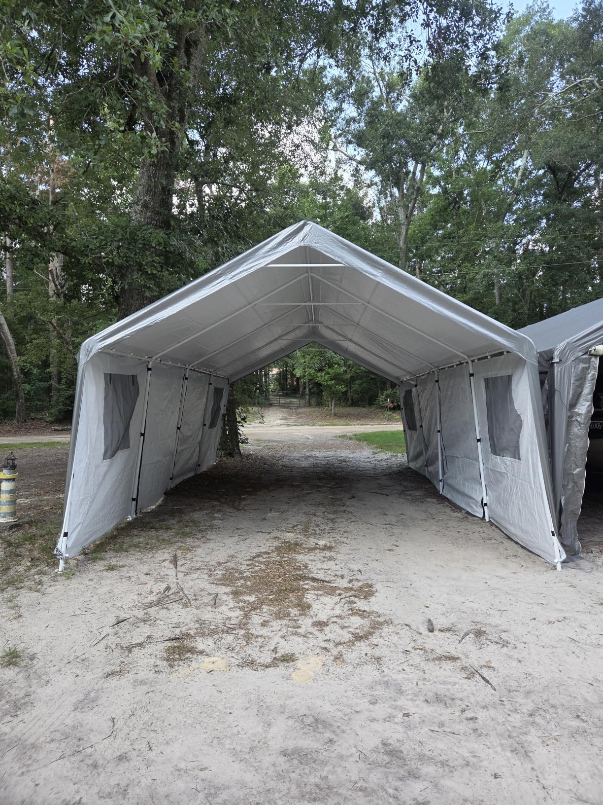 20x20 FT Heavy Duty Carport Canopy, Portable Garage with Side & Drive-Through Doors, Screened Windows, Removable Sidewalls, All-Weather Waterproof Shelter for SUV, Boat & Outdoor Storage customer photo 1