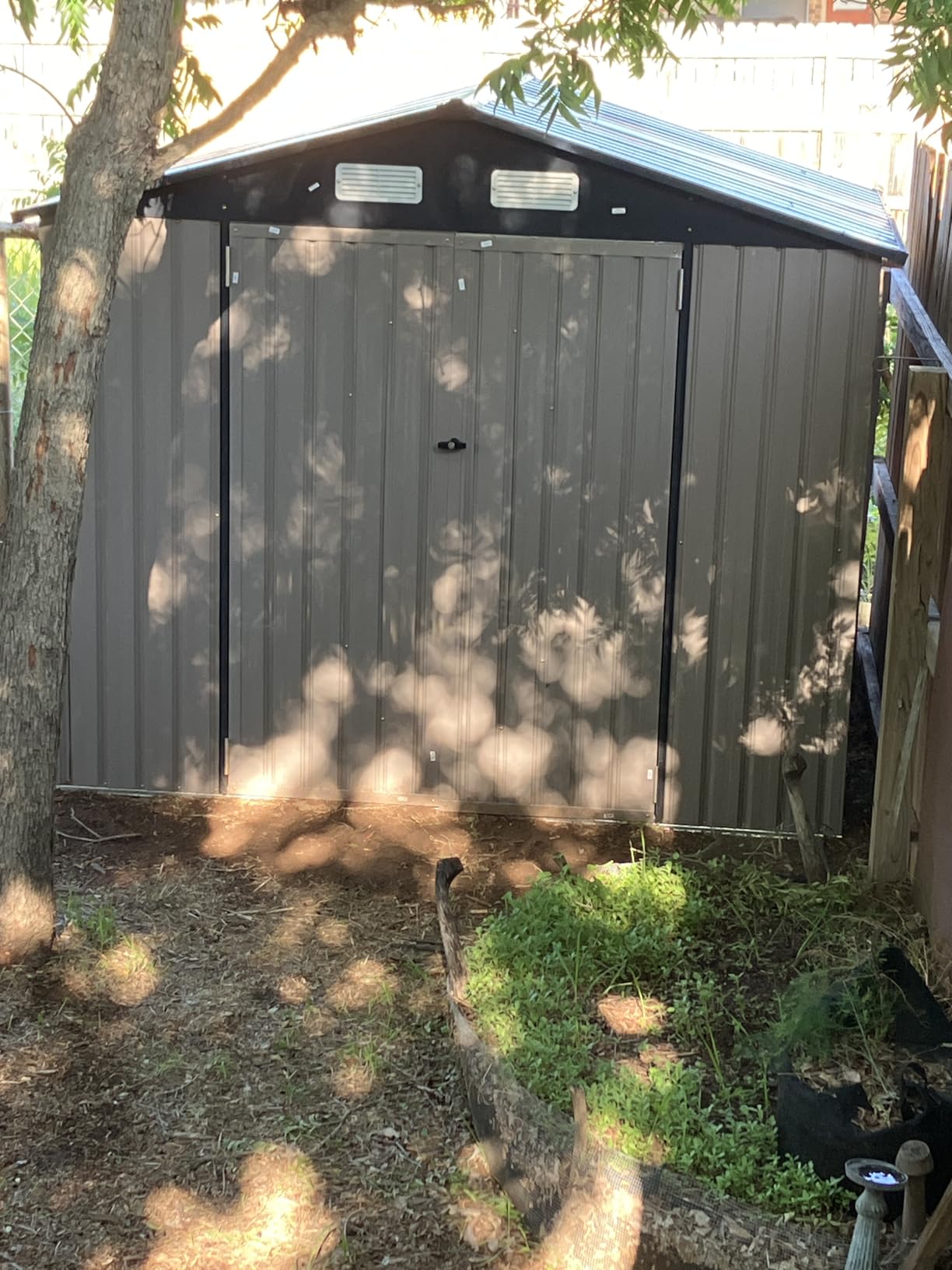 Aoxun 10x8FT Shed with Floor Galvanized Steel Outdoor Storage Shed (Brown) | Metal Garden Shed with Double Doors, Moisture-Proof Floor & Ventilation, Sloped Roof for Garden, Patio, Backyard customer photo 2
