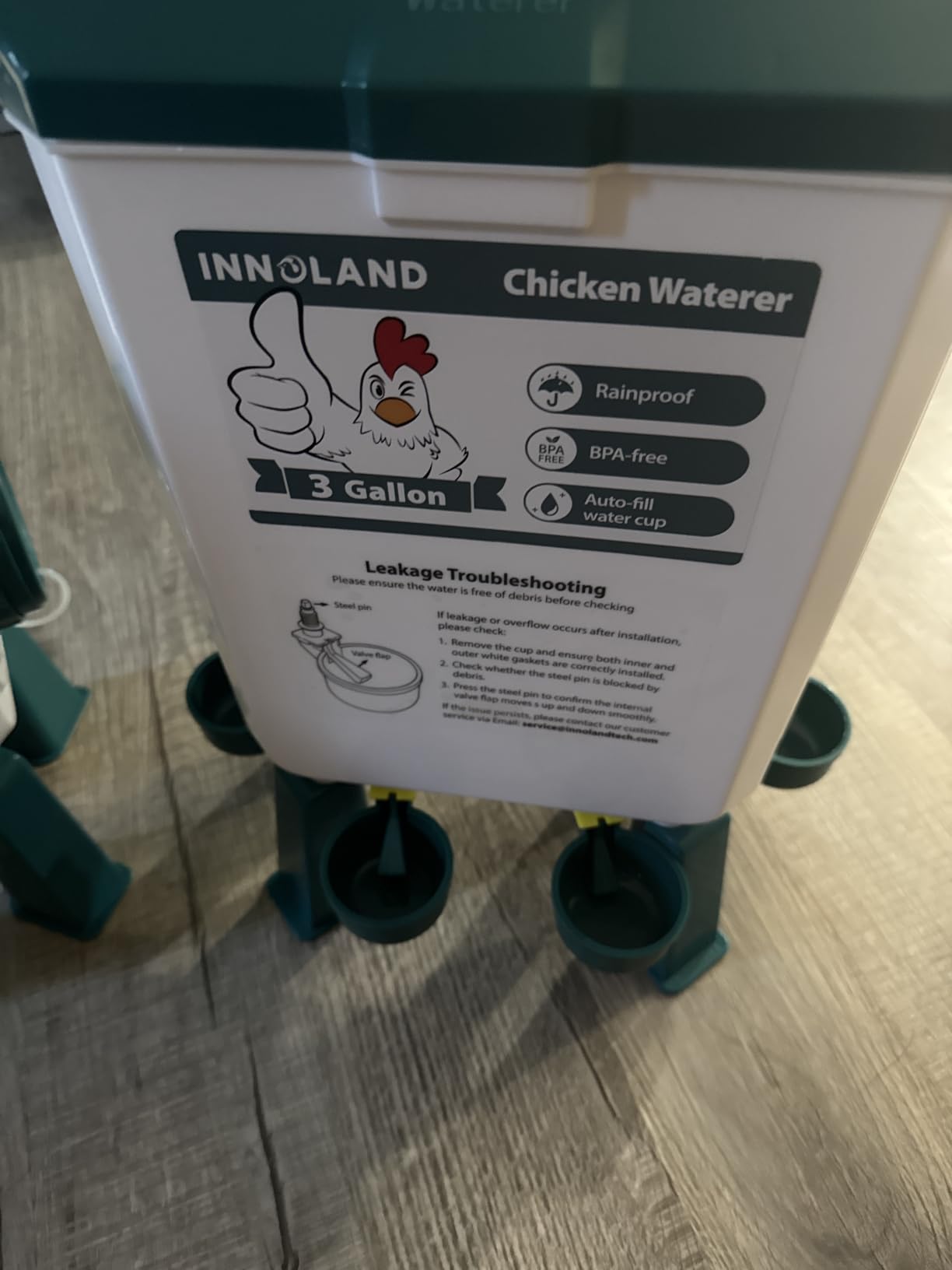 INNOLAND Chicken Feeder and Waterer Set - 3 Gallon/26.5 Pounds | Automatic Chicken Waterer, 4 Cups & 4 Feeder Ports, No Waste Poultry Feeders & Waterers, Chicken Coop Accessories for Poultry customer photo 2