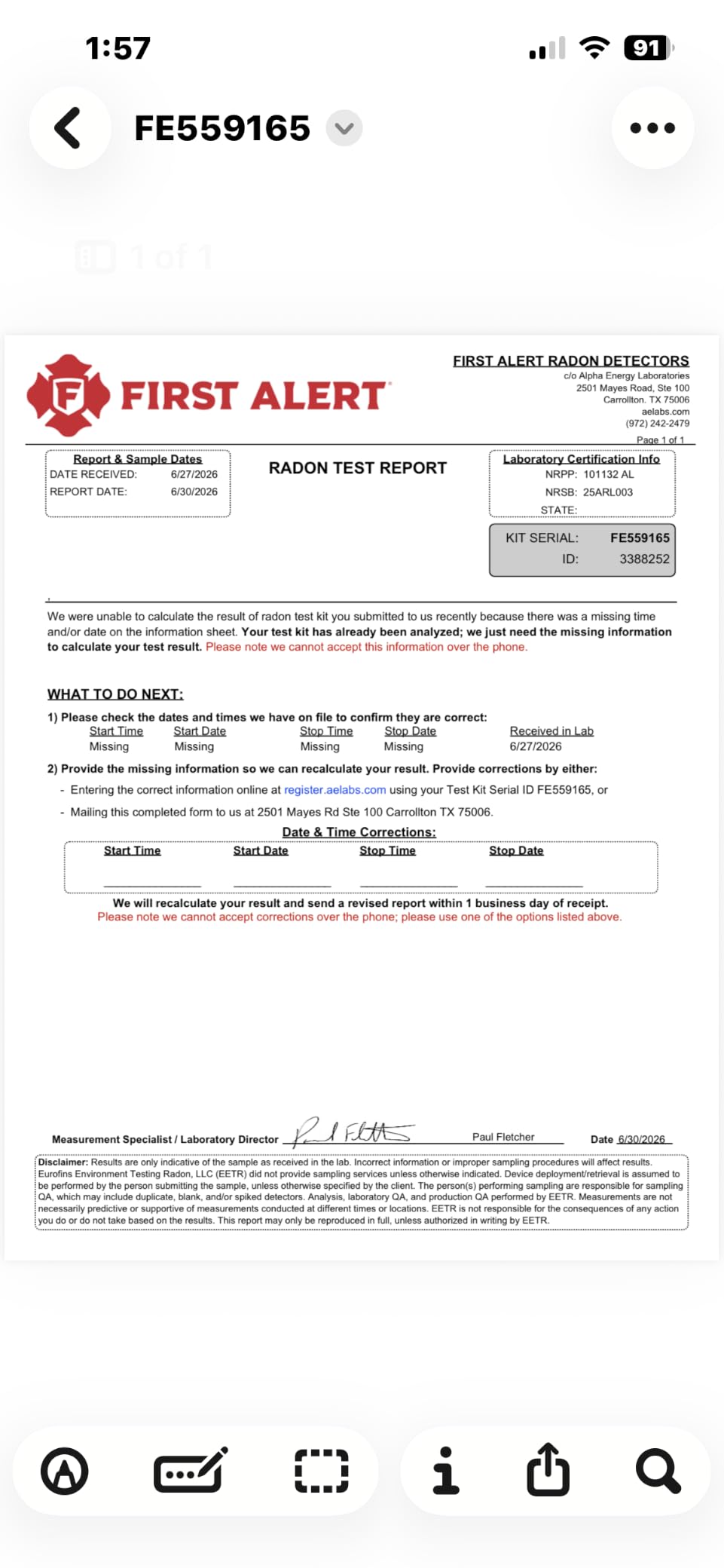 First Alert Radon Gas Test Kit, RD1 customer photo 2