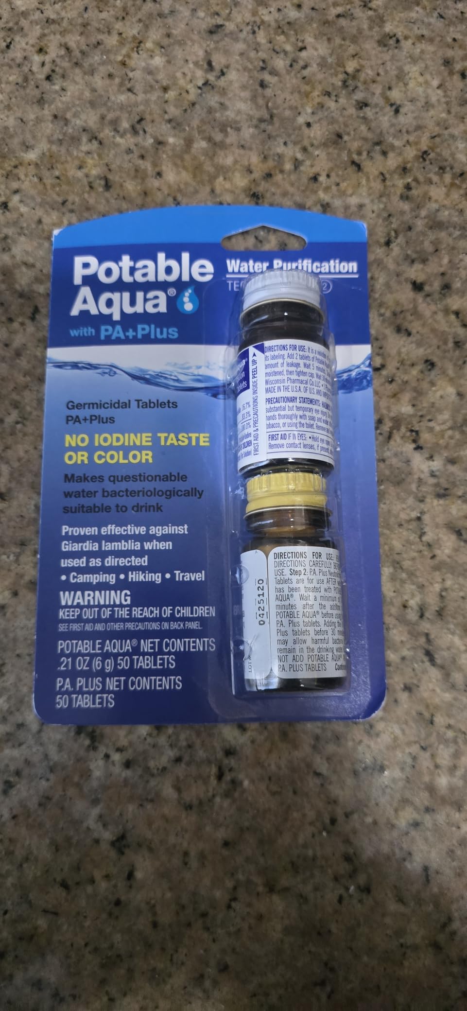 Potable Aqua Water Purification Tablets With PA Plus - Two 50 count Bottles customer photo 2