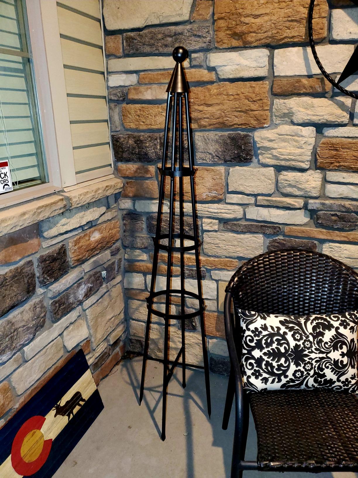 Achla Designs OBL-01, 61-in Wrought Iron Garden Obelisk Trellis, H, Graphite customer photo 2