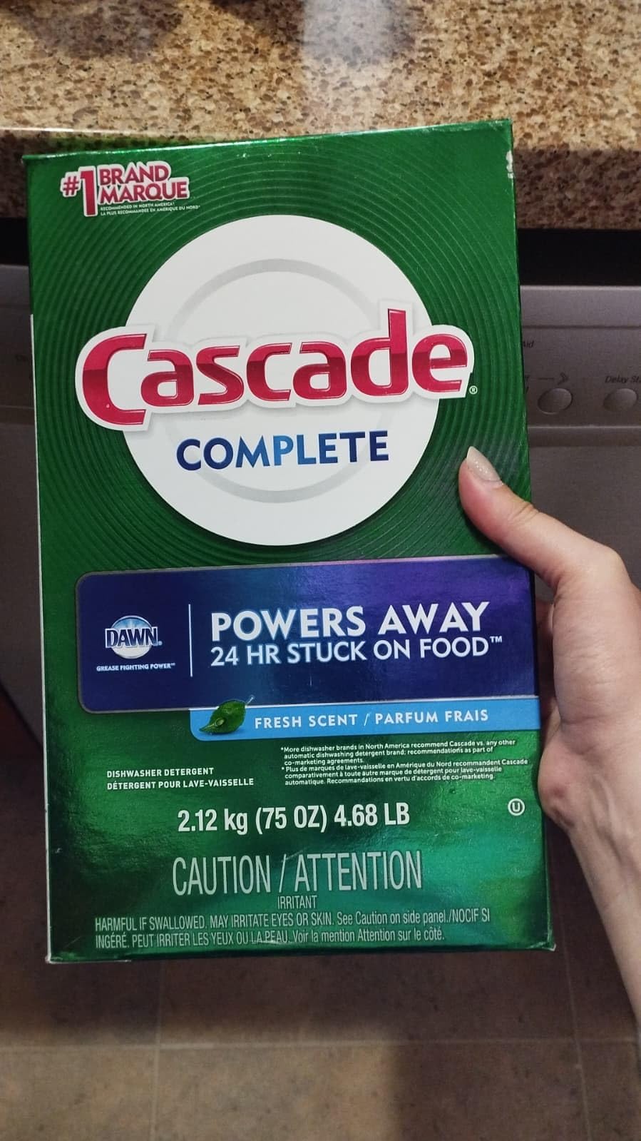 Cascade Complete Powder Dishwasher Detergent, Fresh Scent, 75 oz, White customer photo 1