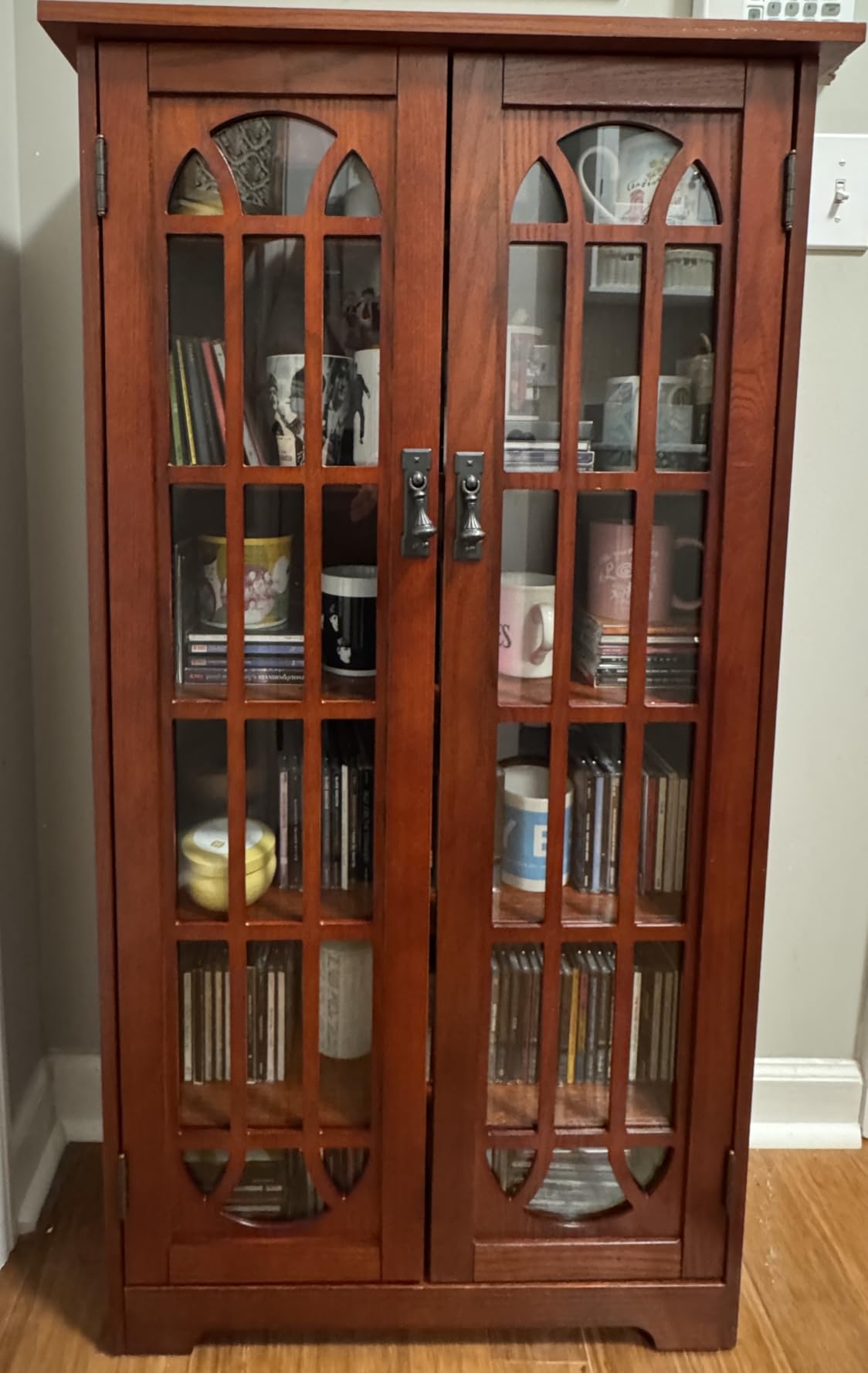SEI Furniture - Window Pane Media Cabinet - Cherry - Transitional Design, Brown Glass and Wood - Ideal for Home Office, Living Room (MS1073) customer photo 1