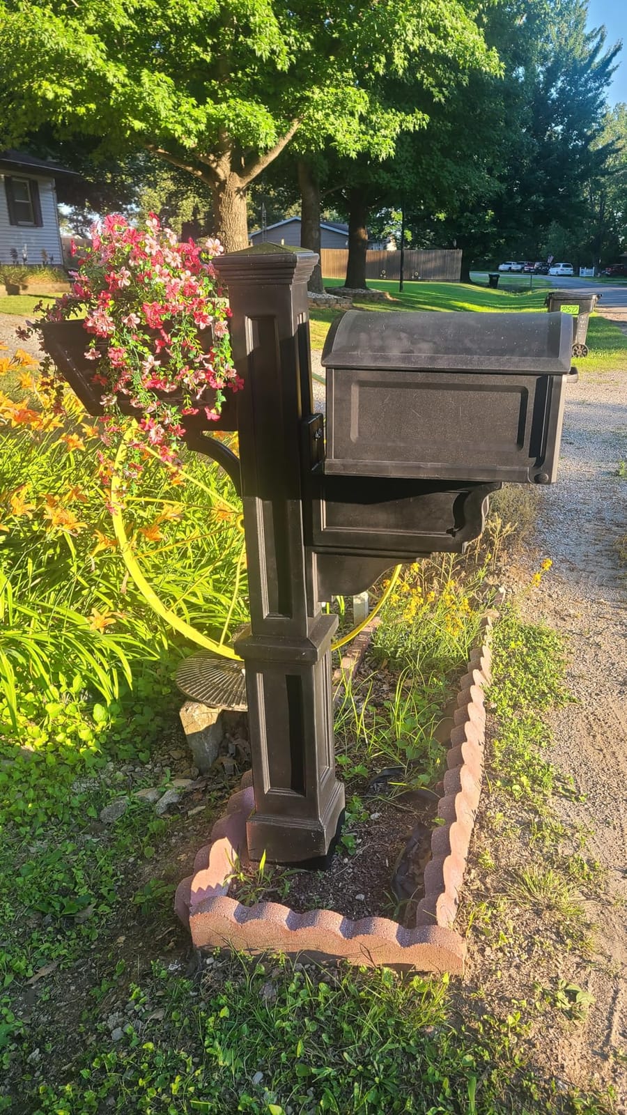 Mayne Signature Decorative Mail Post with Newspaper Holder & Planter, White customer photo 1