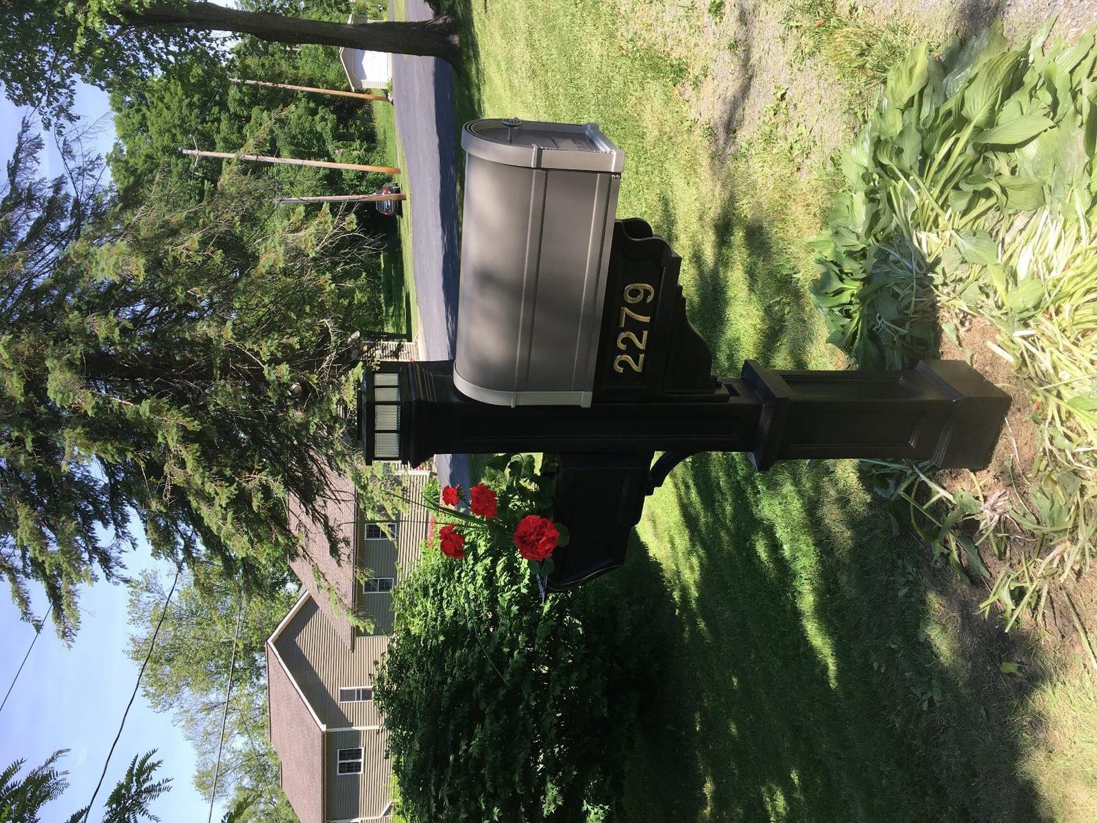 Mayne Signature Decorative Mail Post with Newspaper Holder & Planter, White customer photo 2