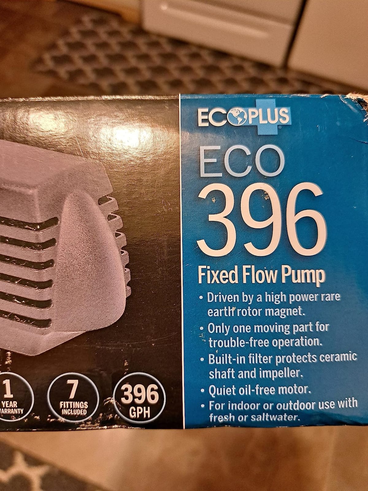 EcoPlus Eco 396 Water Pump Fixed Flow Submersible Or Inline For Aquariums, Ponds, Fountains & Hydroponics - UL Listed, 396 GPH, Black customer photo 1