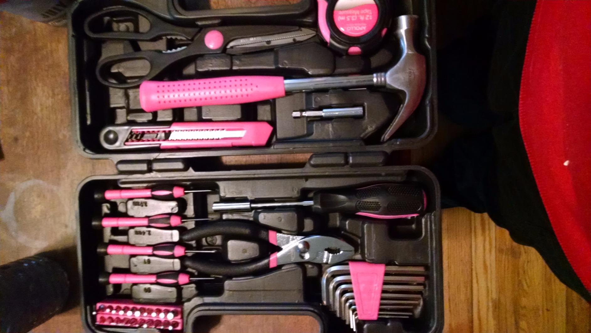 Apollo Tools Original 39 Piece General Household Tool Set in Toolbox Storage Case with Essential Hand Tools for Everyday Home Repairs, DIY and Crafts - Pink Ribbon - DT9706P customer photo 1