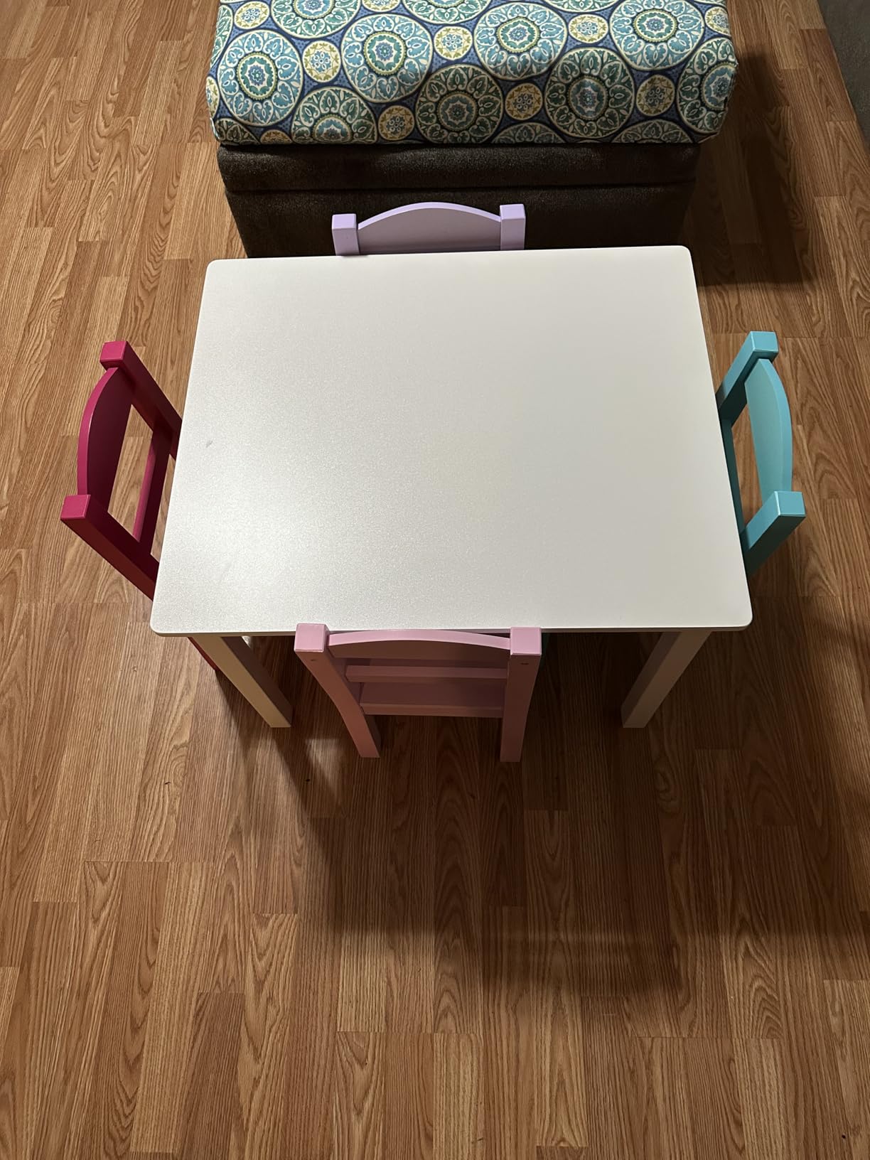 Humble Crew Toddler Table and Chair Set for Kids, Wood Activity Furniture | Sturdy 5 piece playroom or bedroom desk, perfect size for crafts, snacks, homework, and learning, includes 4 matching seats customer photo 2