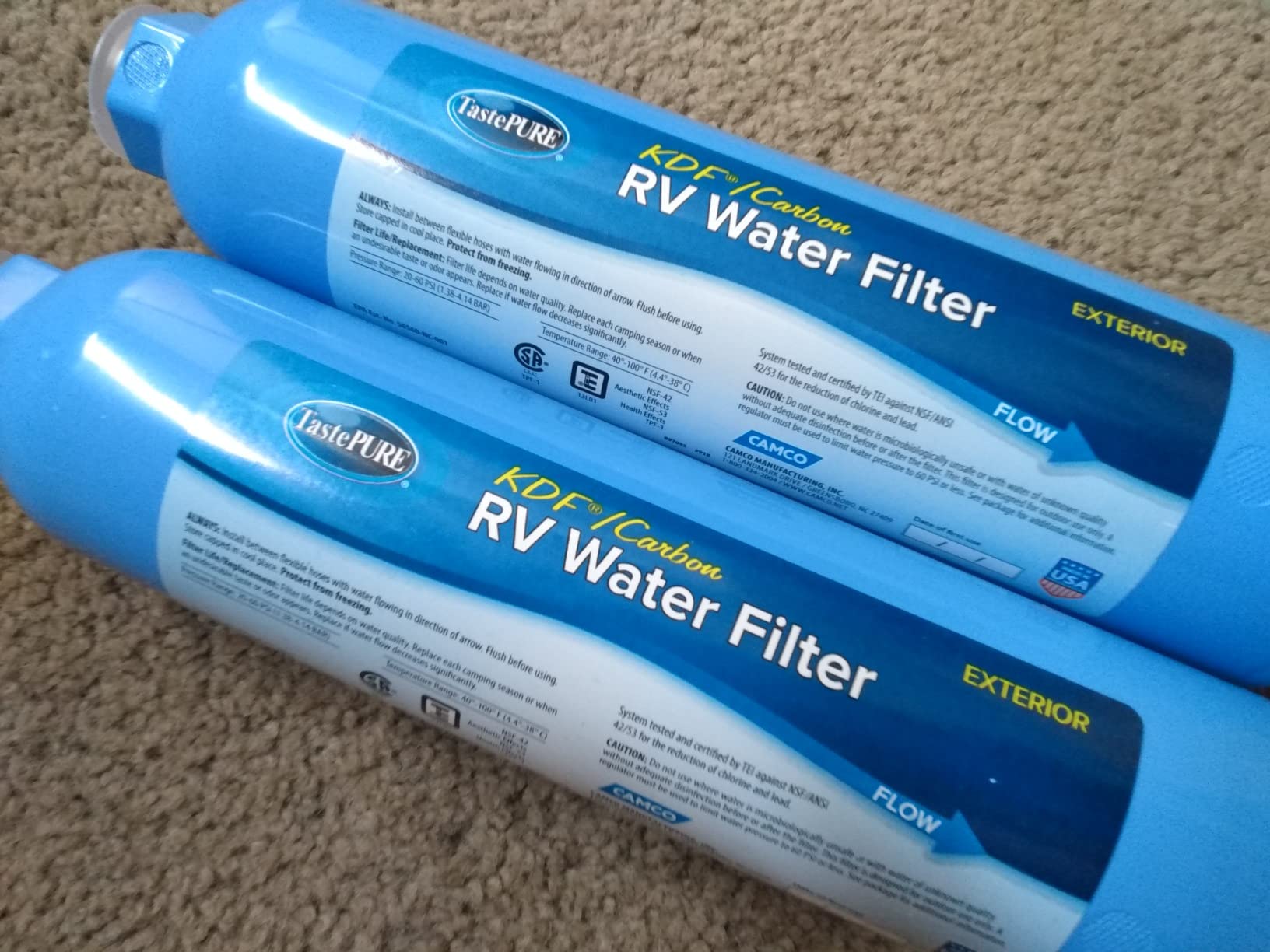 Camco Tastepure RV Water Filter 2-pk - GAC & KDF Filtration-Made in the USA | Advanced RV Inline Water Filter with 6-Step Patent-Protected Filtration - Camping Essentials for Fresh Drinking Water (40045) customer photo 2