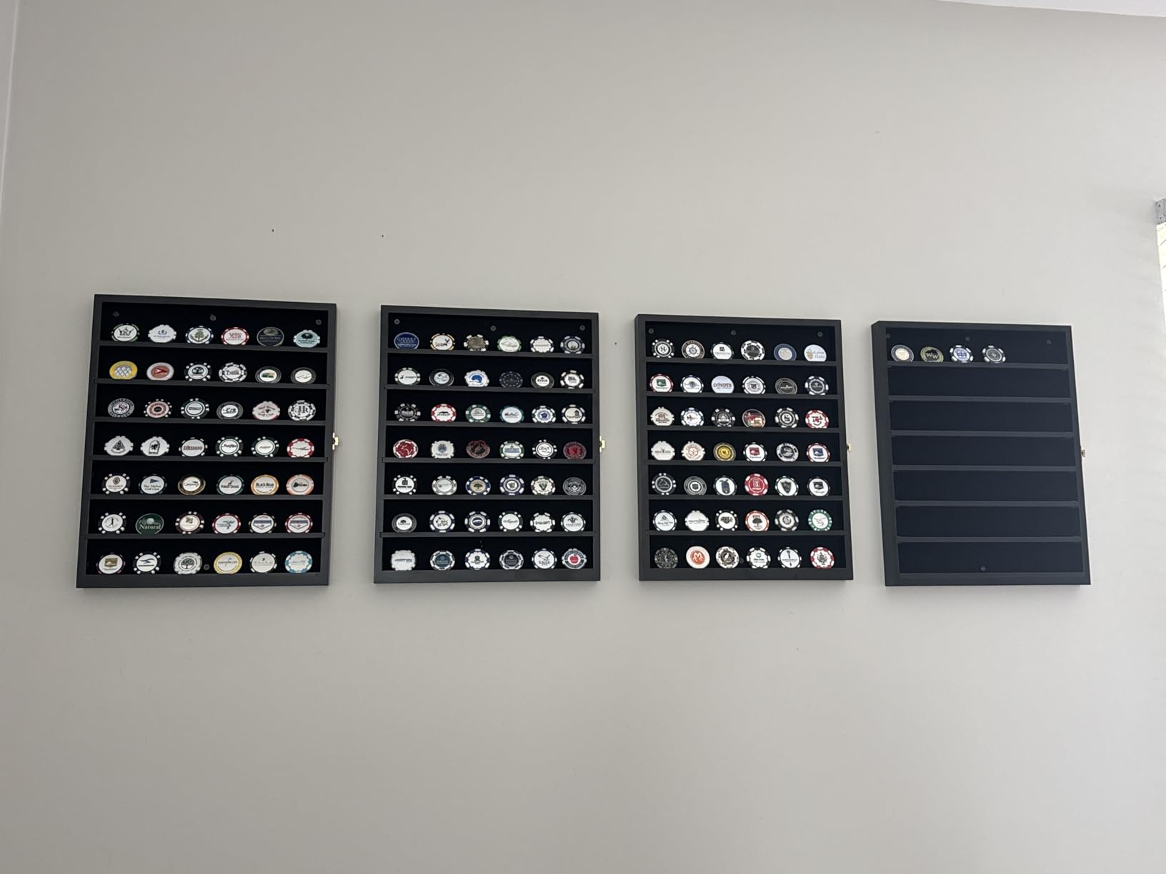 Military Challenge Coin Display Case Wall Mount Cabinet Poker Chips Holder Display Case Stand Rack Mahogany Finish Frame Pro 98% UV Protection customer photo 2