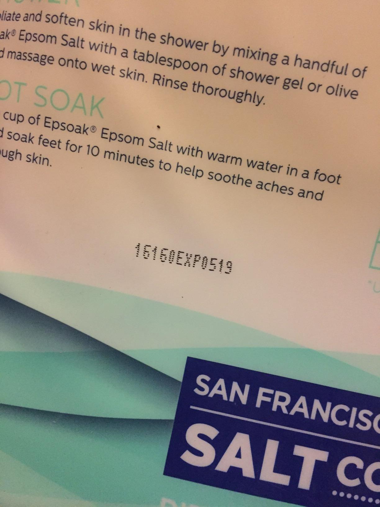 Epsoak Epsom Salt 19 lb. Magnesium Sulfate USP. Resealable Epsom Salt Bag Unscented, Made in The USA, Cruelty-Free Certified customer photo 1