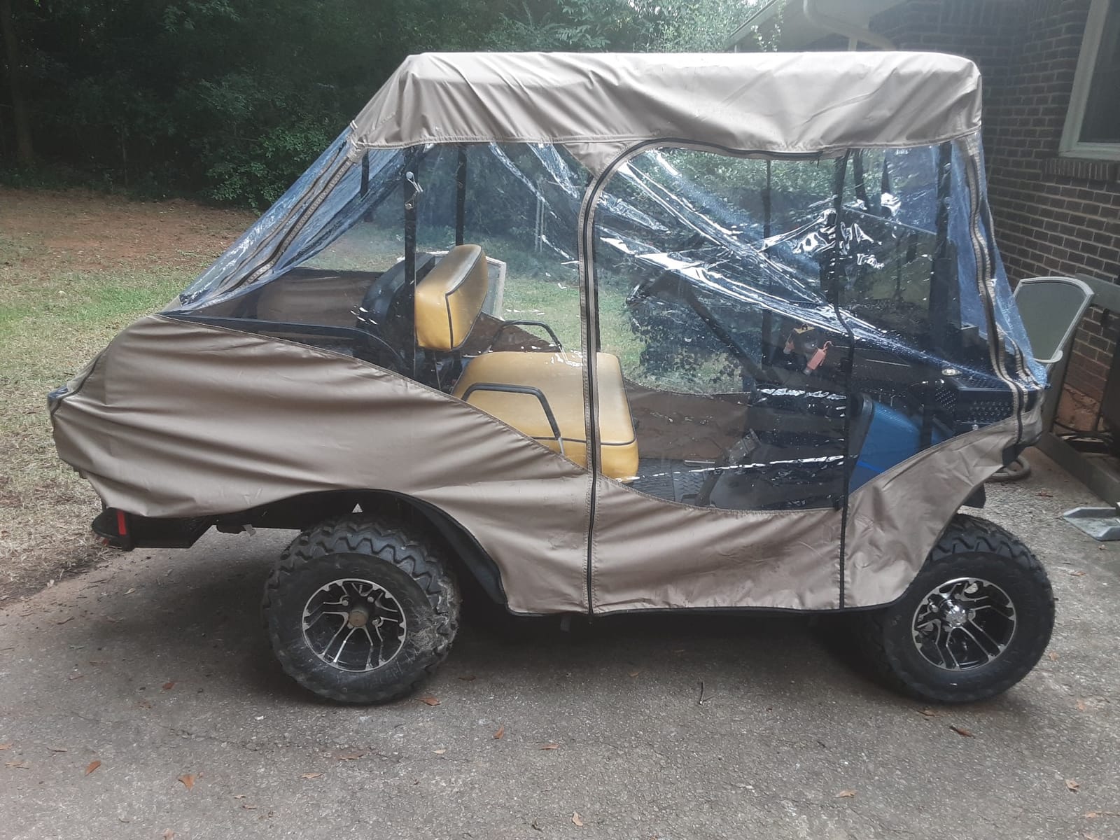 Formosa Covers 2+2 Golf Cart Enclosure Cover Drivable All-Weather Rain & Wind Covers Durable YKK Door Zippers - 4 Passenger Golf Cart Rain Cover Short Roof 58