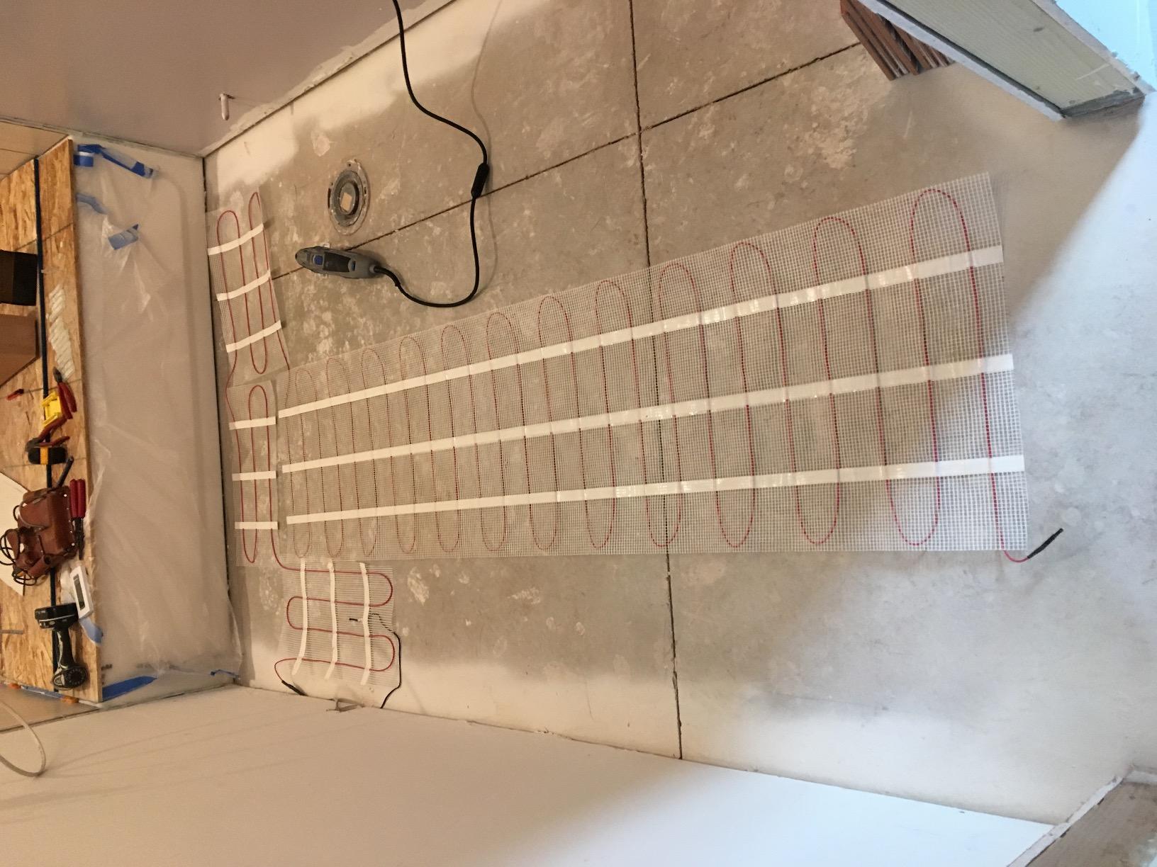 15 Sq Ft 120V Electric Floor Heating System Mat Kit | Premium UDG4-4999 touchscreen thermostat with built-in GFCI, Heating mat, floor sensor & installation monitor included. customer photo 1