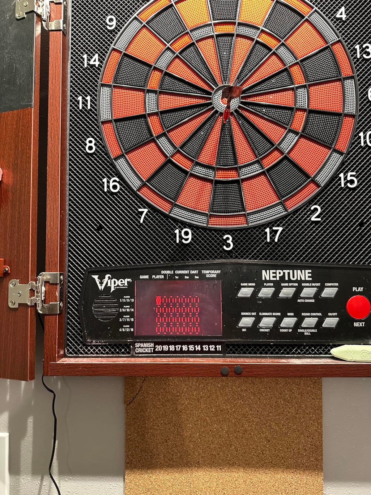 Viper Neptune Electronic Dart Board, 15.5 Inch Soft Tip, with Cabinet | 15.5 Inch Regulation Target Face, 57 Games, 300 Options, 1-16 Players, Built-In Dart Storage, Backlit Display, For Adults customer photo 1