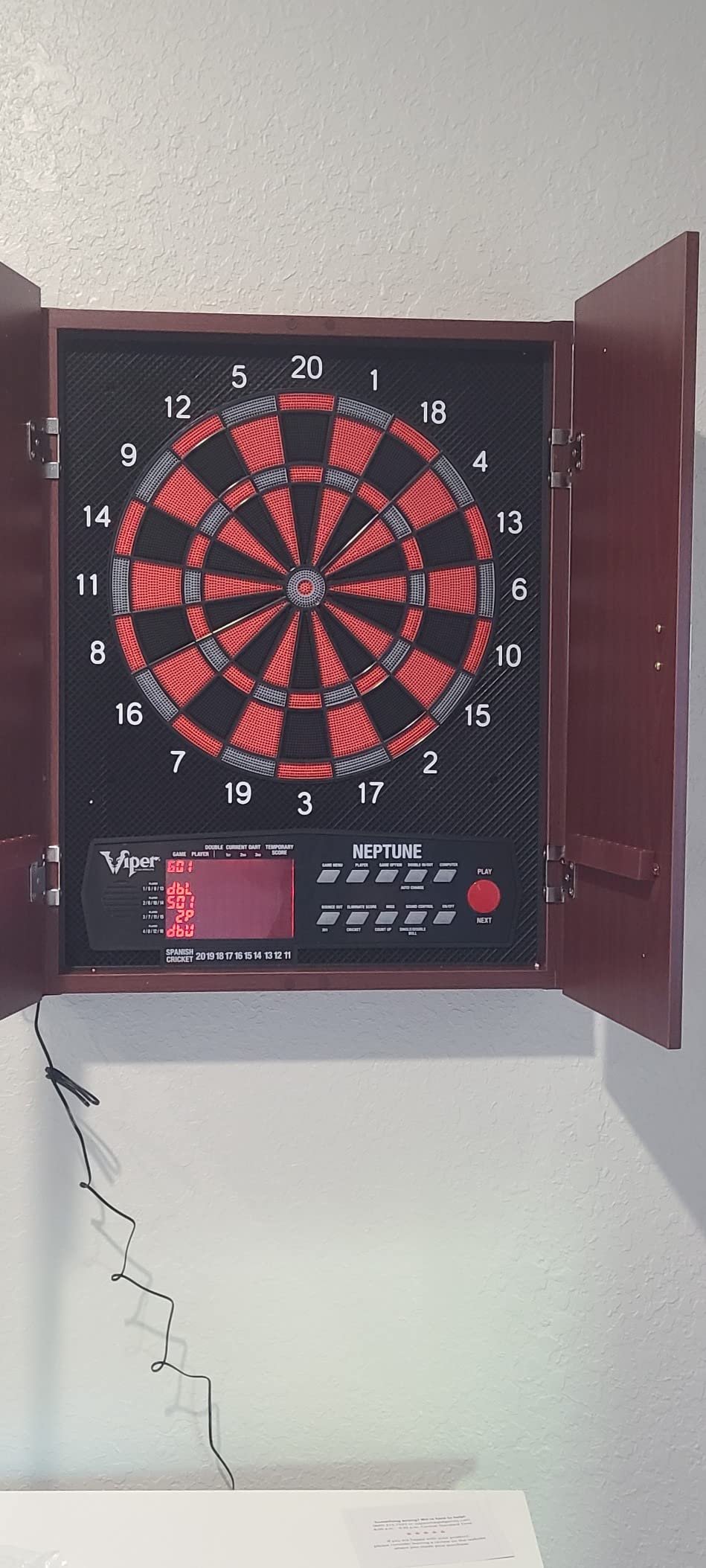 Viper Neptune Electronic Dart Board, 15.5 Inch Soft Tip, with Cabinet | 15.5 Inch Regulation Target Face, 57 Games, 300 Options, 1-16 Players, Built-In Dart Storage, Backlit Display, For Adults customer photo 2