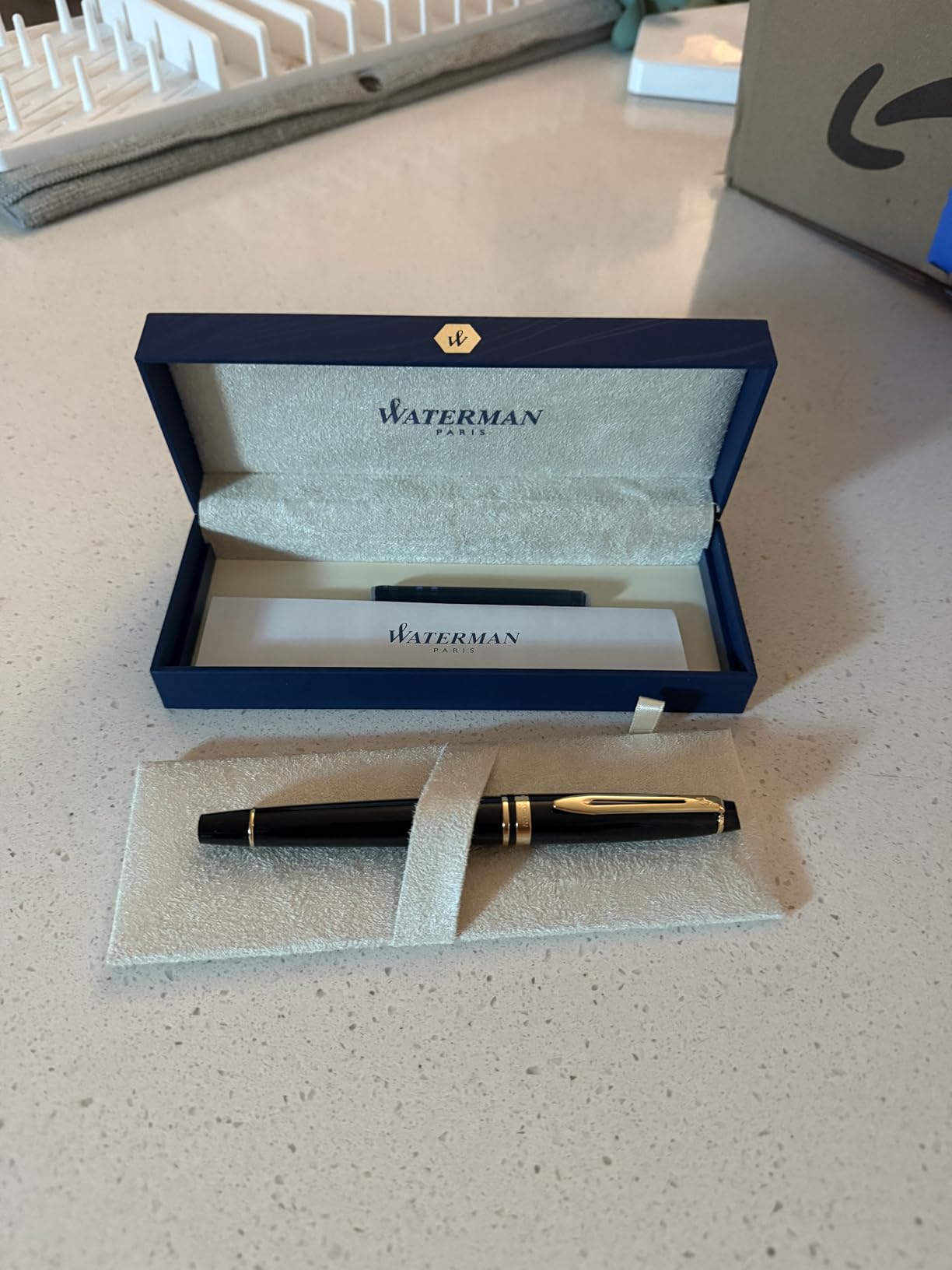 Waterman Expert Fountain Pen, Gloss Black with 23k Gold Trim, Fine Nib, Includes Gift Box - Luxury Writing customer photo 2